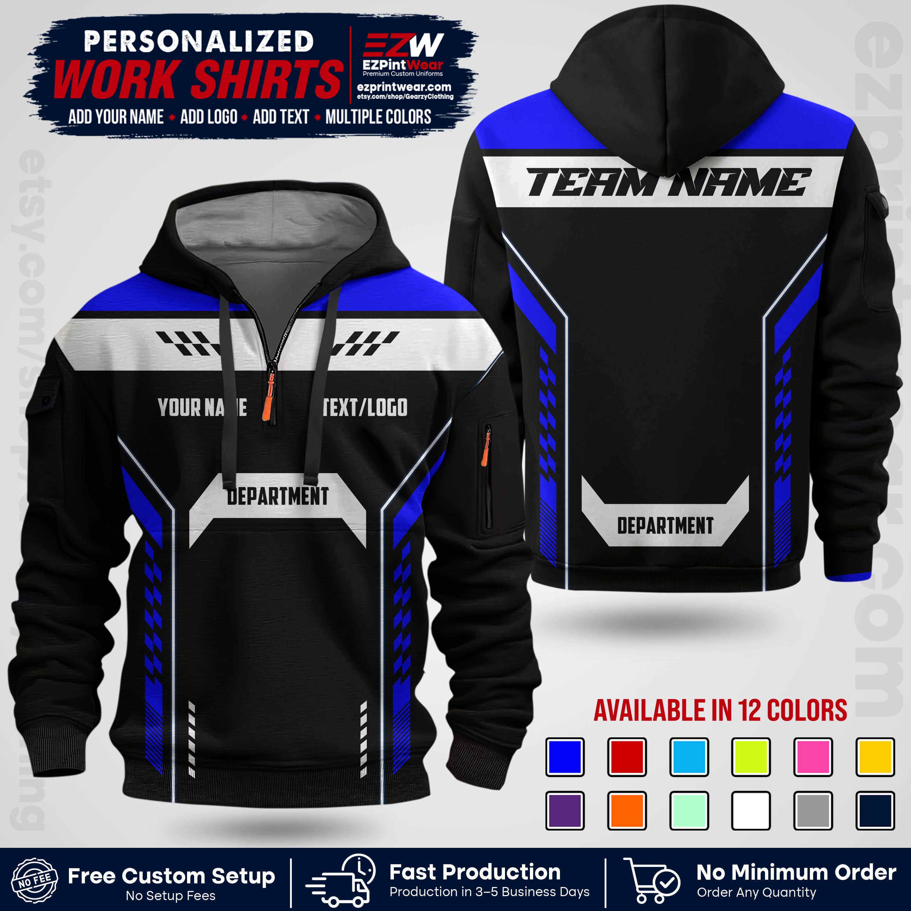 Custom All Over Print Work Uniform Shirt with Name, Logo & Text | Custom Hawaiian Shirt | Company Shirt | Employee Uniform UNF18