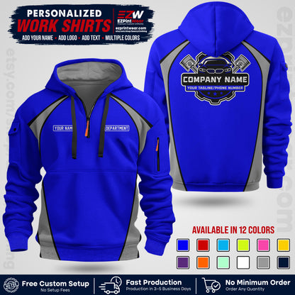 Custom Mechanic Work Shirt with Name, Logo & Text | Auto Shop Uniform | Workwear MCN 09