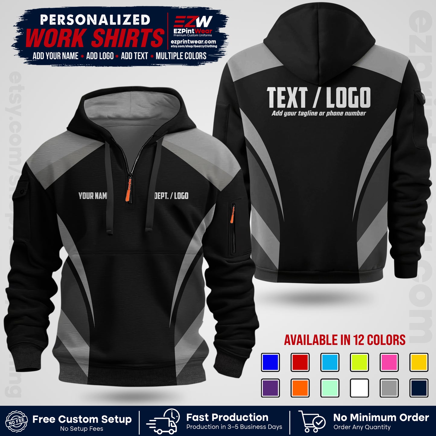 Custom All Over Print Work Uniform Shirt with Name, Logo & Text | Custom Hawaiian Shirt | Company Shirt | Employee Uniform UNF03