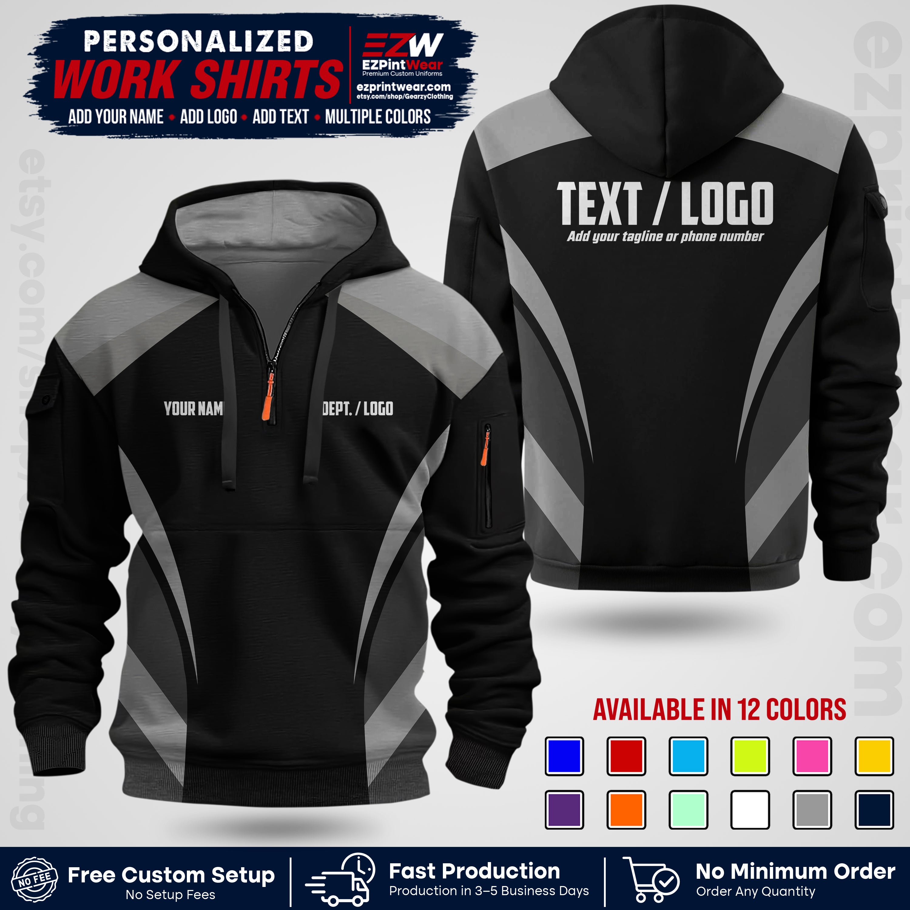 Custom All Over Print Work Uniform Shirt with Name, Logo & Text | Custom Hawaiian Shirt | Company Shirt | Employee Uniform UNF03