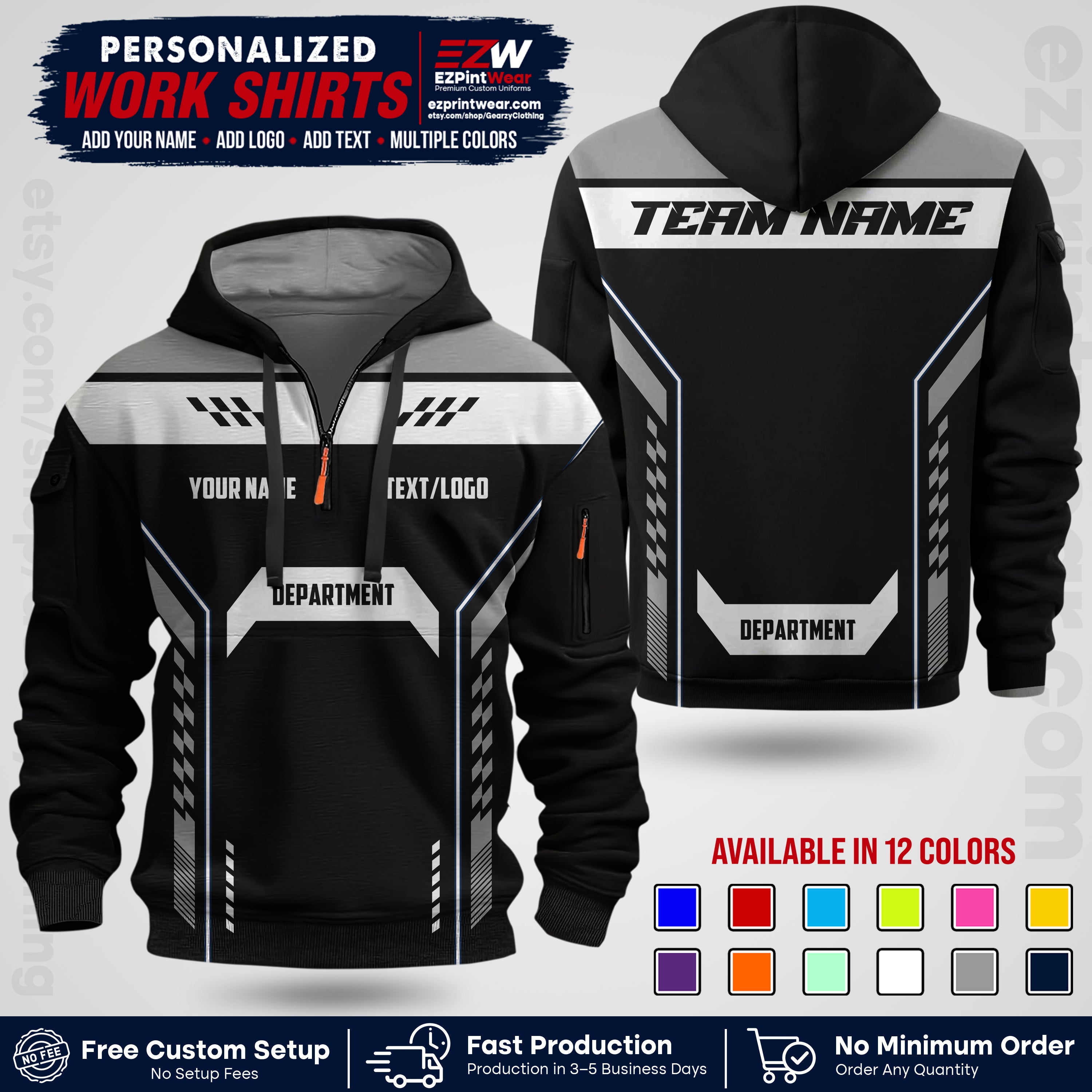 Custom All Over Print Work Uniform Shirt with Name, Logo & Text | Custom Hawaiian Shirt | Company Shirt | Employee Uniform UNF18