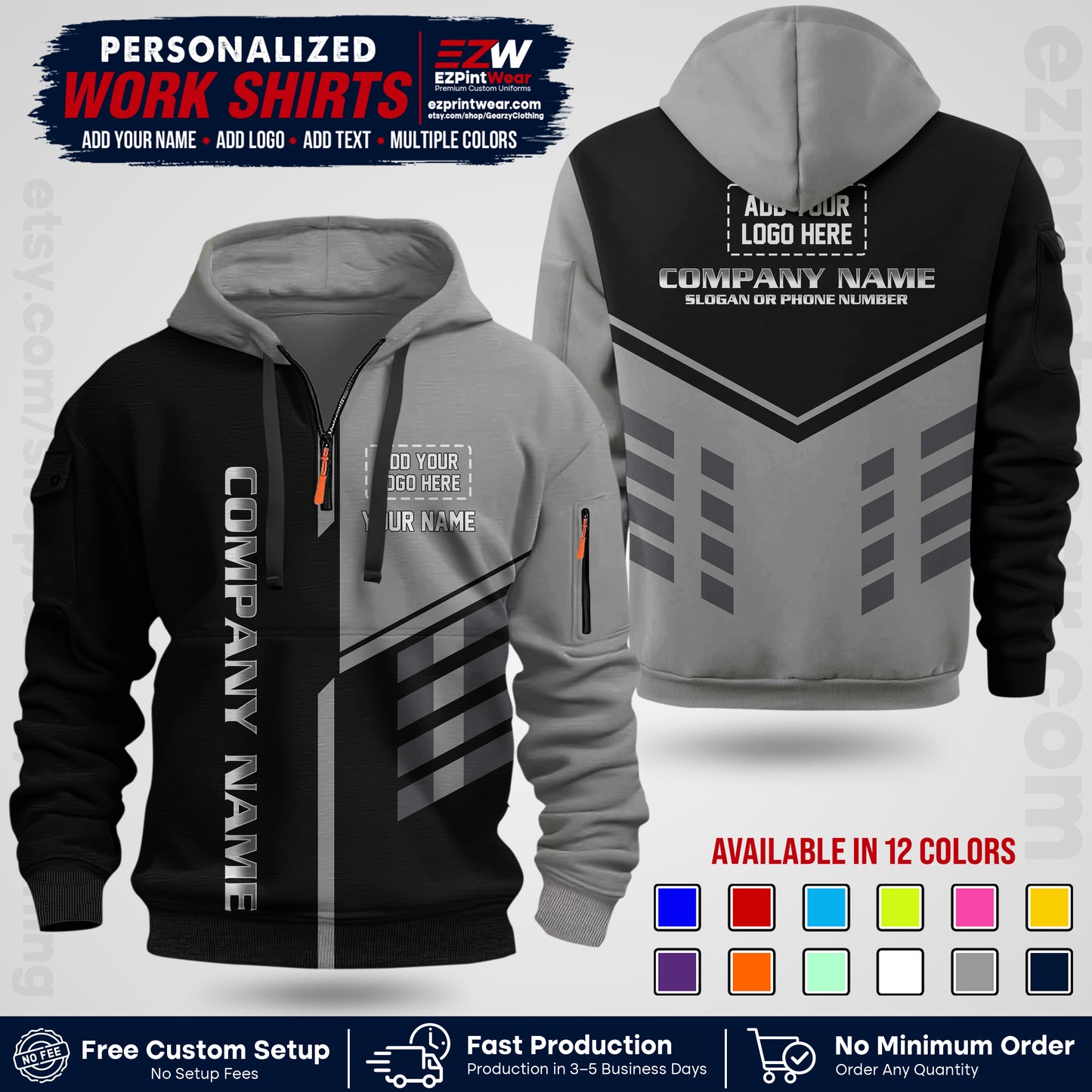 Custom All Over Print Work Uniform Shirt with Name, Logo & Text | Custom Hawaiian Shirt | Company Shirt | Employee Uniform UNF09