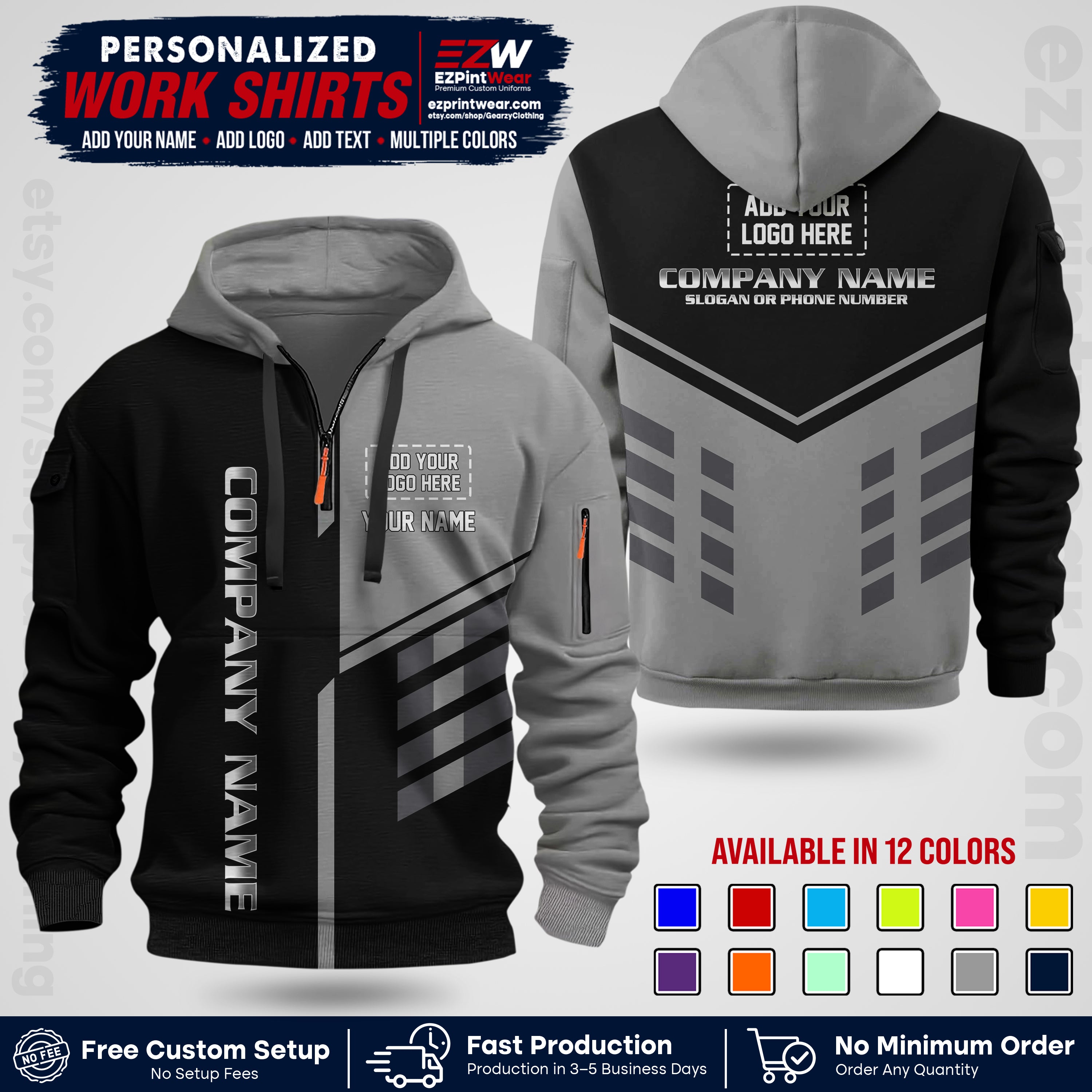 Custom All Over Print Work Uniform Shirt with Name, Logo & Text | Custom Hawaiian Shirt | Company Shirt | Employee Uniform UNF09