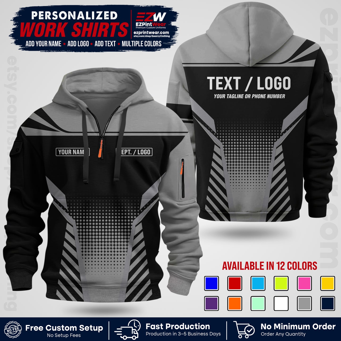 Custom All Over Print Work Uniform Shirt with Name, Logo & Text | Custom Hawaiian Shirt | Company Shirt | Employee Uniform UNF08