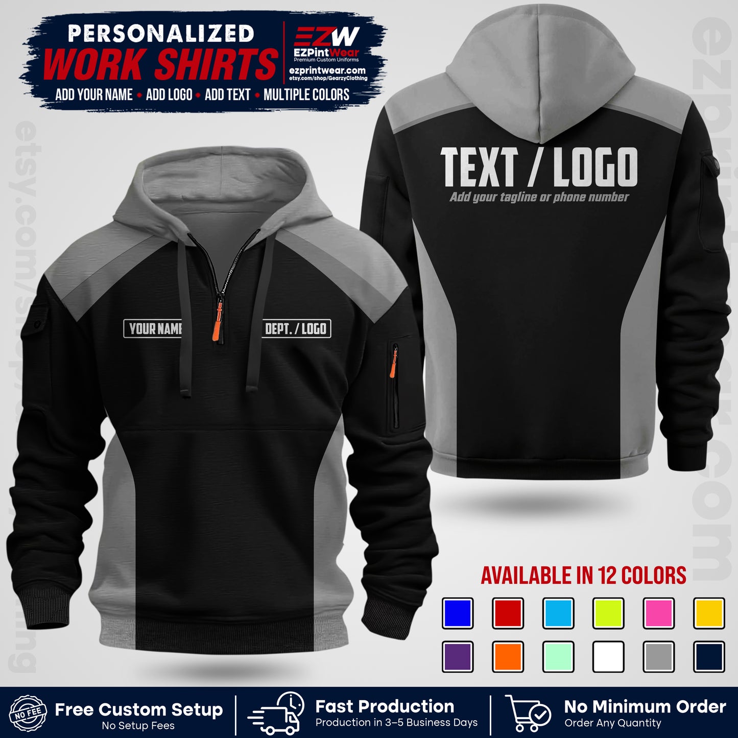 Custom All Over Print Work Uniform Shirt with Name, Logo & Text | Custom Hawaiian Shirt | Company Shirt | Employee Uniform UNF04