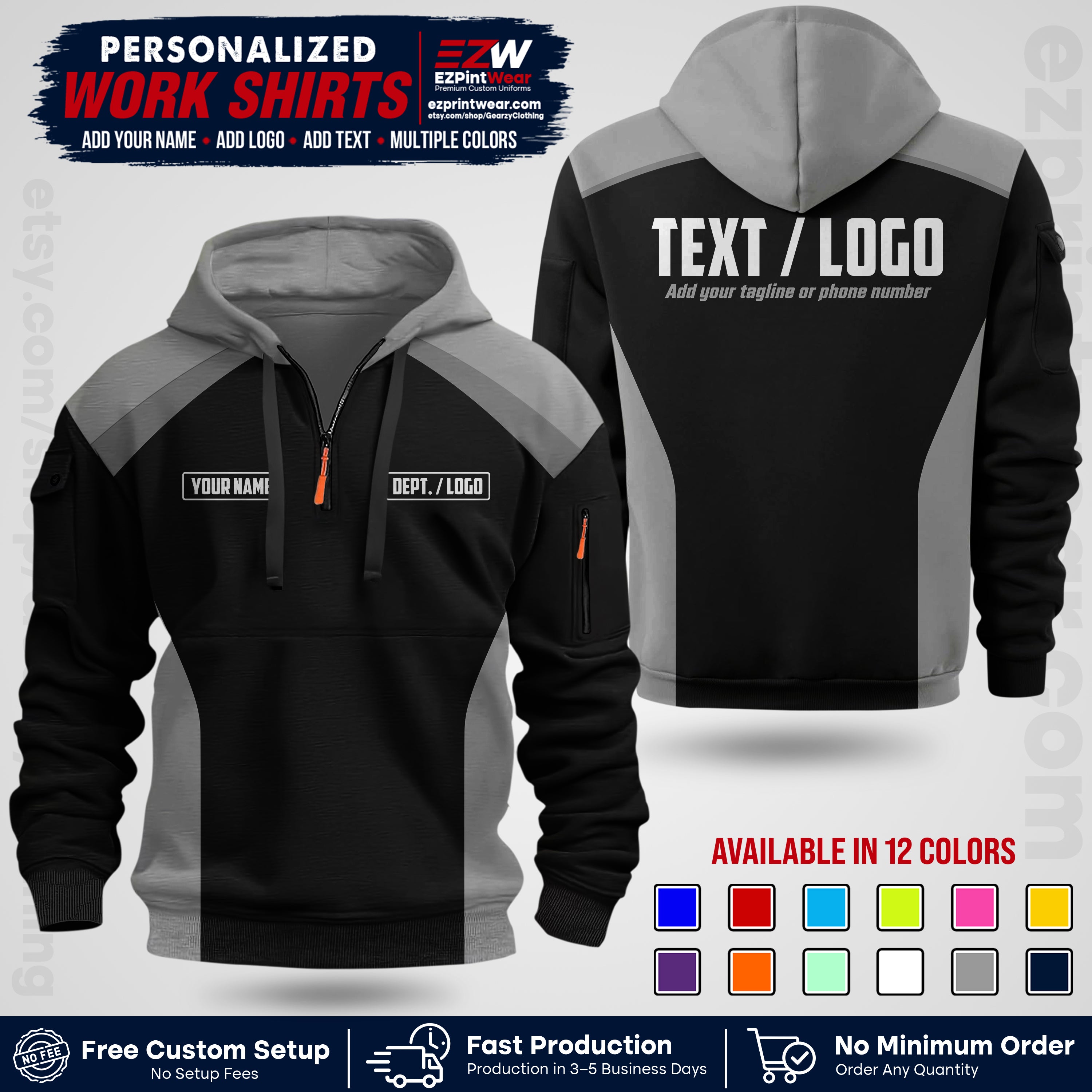 Custom All Over Print Work Uniform Shirt with Name, Logo & Text | Custom Hawaiian Shirt | Company Shirt | Employee Uniform UNF04