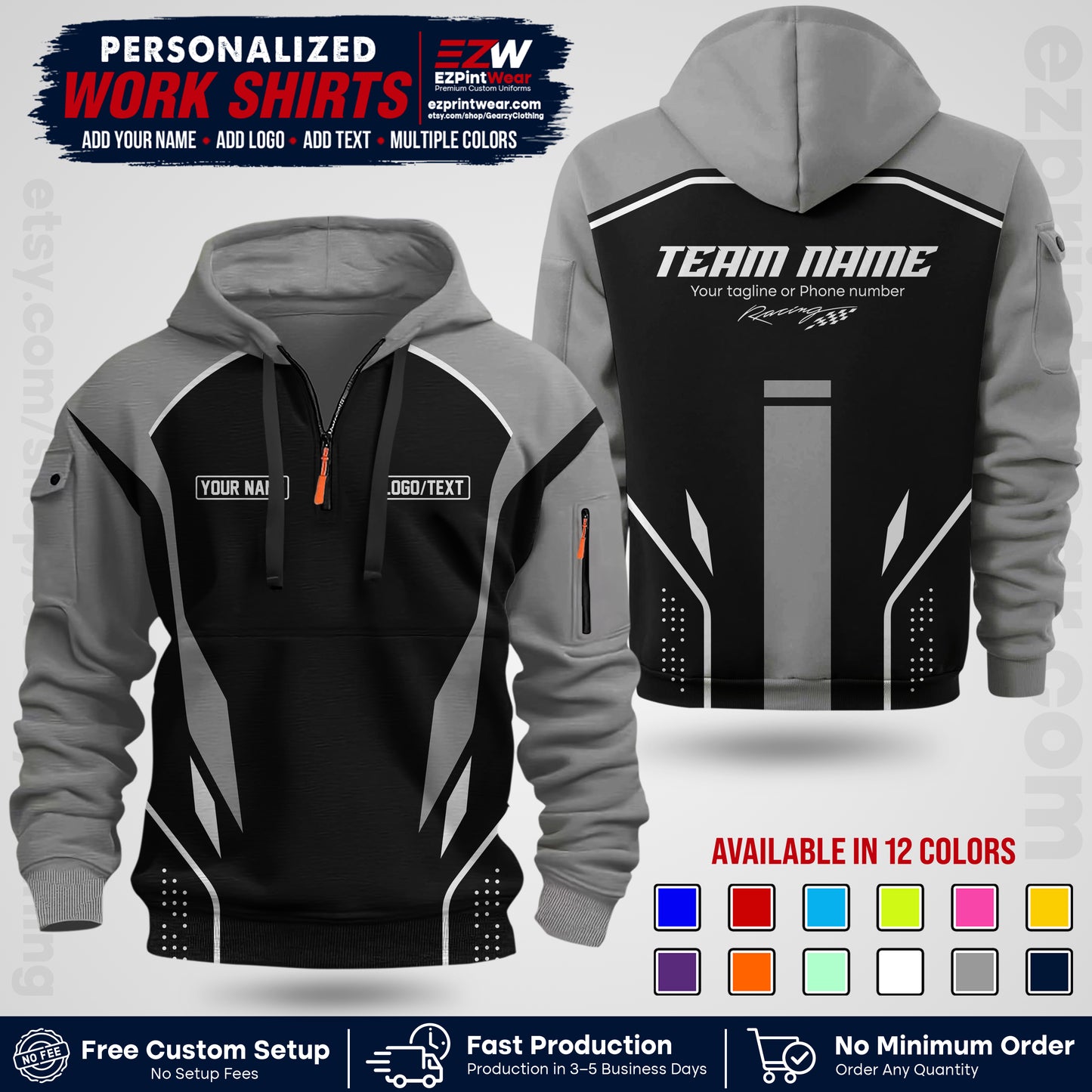 Custom Racing Shirt with Name, Logo & Text | Race Team Uniform | Crew Apparel RC06