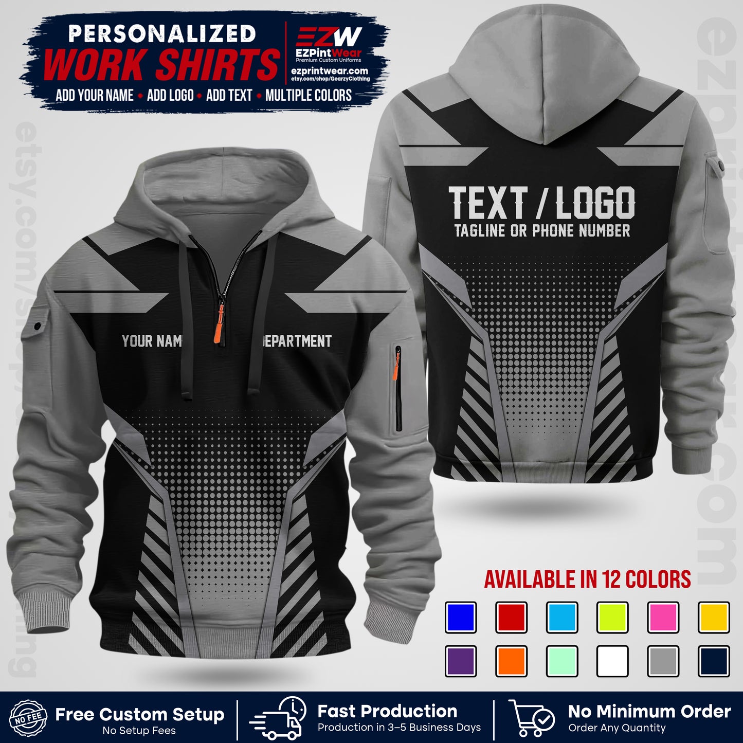 Custom All Over Print Work Uniform Shirt with Name, Logo & Text | Custom Hawaiian Shirt | Company Shirt | Employee Uniform UNF06