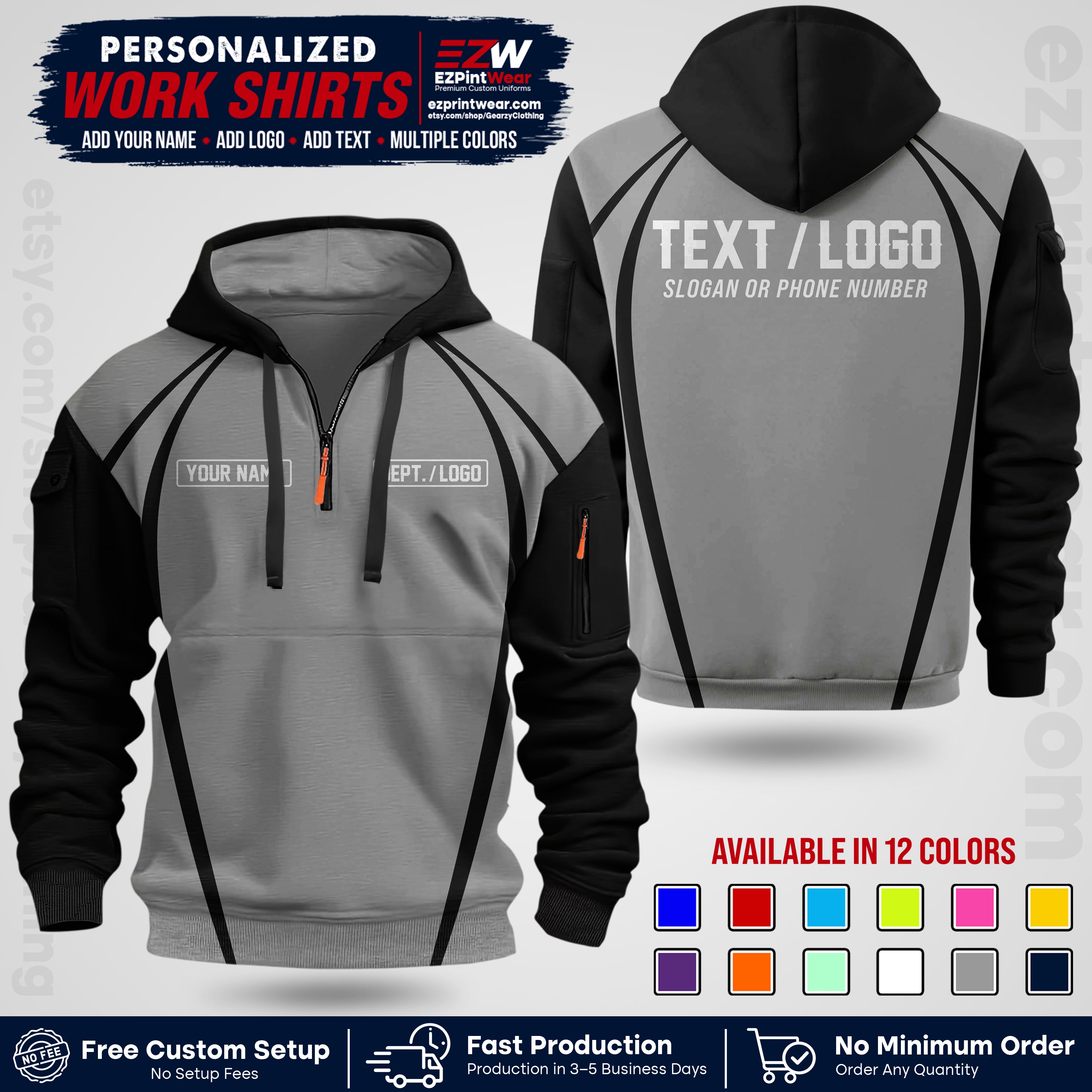Custom All Over Print Work Uniform Shirt with Name, Logo & Text | Custom Hawaiian Shirt | Company Shirt | Employee Uniform UNF20
