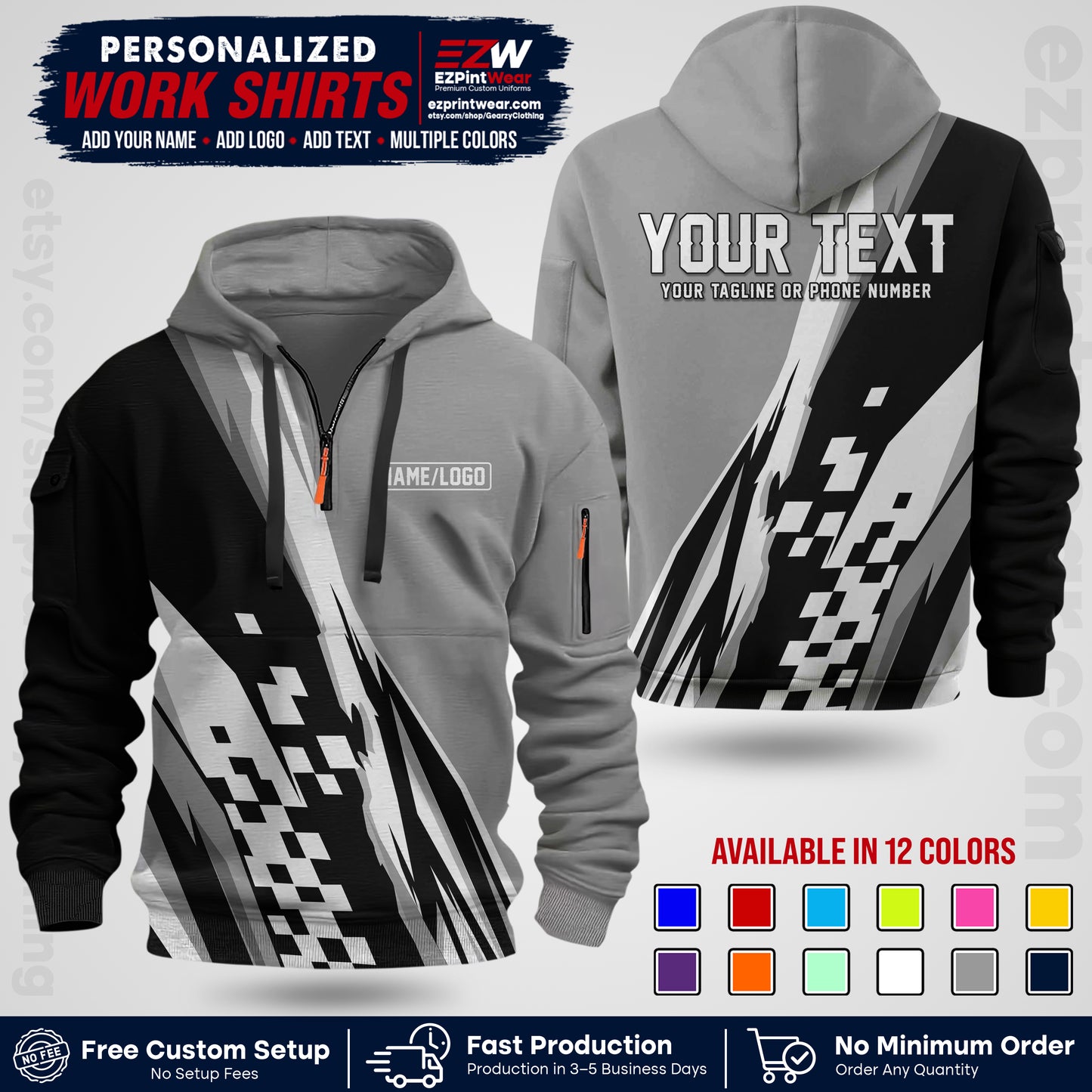 Custom Racing Shirt with Name, Logo & Text | Race Team Uniform | Crew Apparel RC04