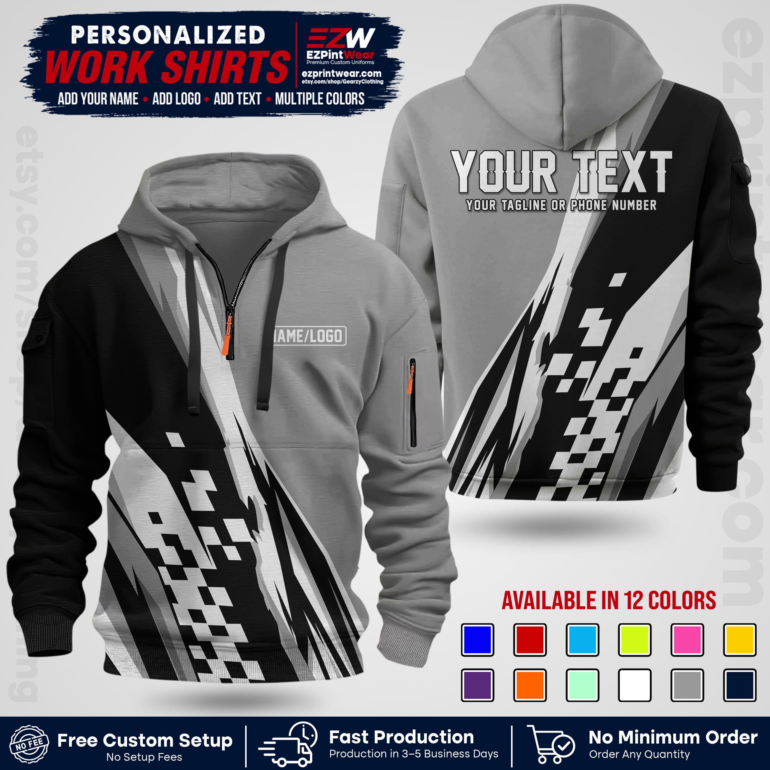 Custom Racing Shirt with Name, Logo & Text | Race Team Uniform | Crew Apparel RC04