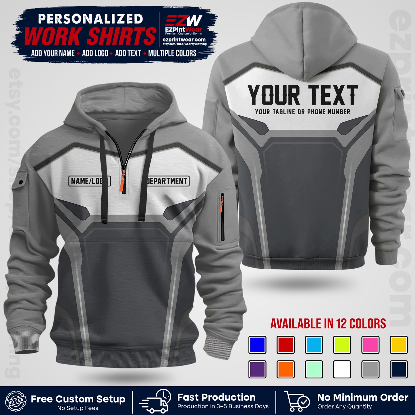 Custom All Over Print Work Uniform Shirt with Name, Logo & Text | Custom Hawaiian Shirt | Company Shirt | Employee Uniform UNF05