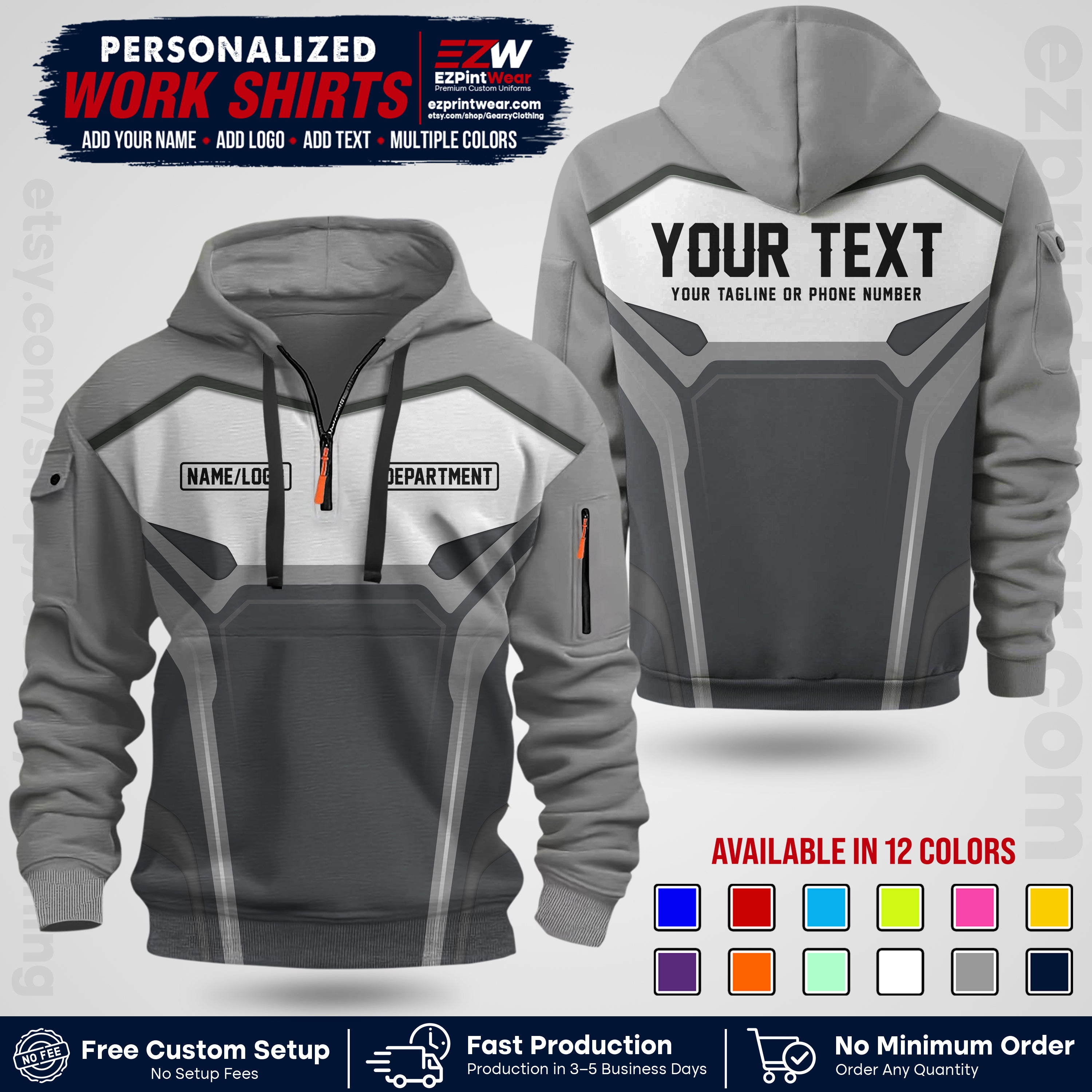 Custom All Over Print Work Uniform Shirt with Name, Logo & Text | Custom Hawaiian Shirt | Company Shirt | Employee Uniform UNF05