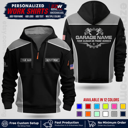 Custom Mechanic Work Shirt with Name, Logo & Text | Auto Shop Uniform | Workwear MCN 07