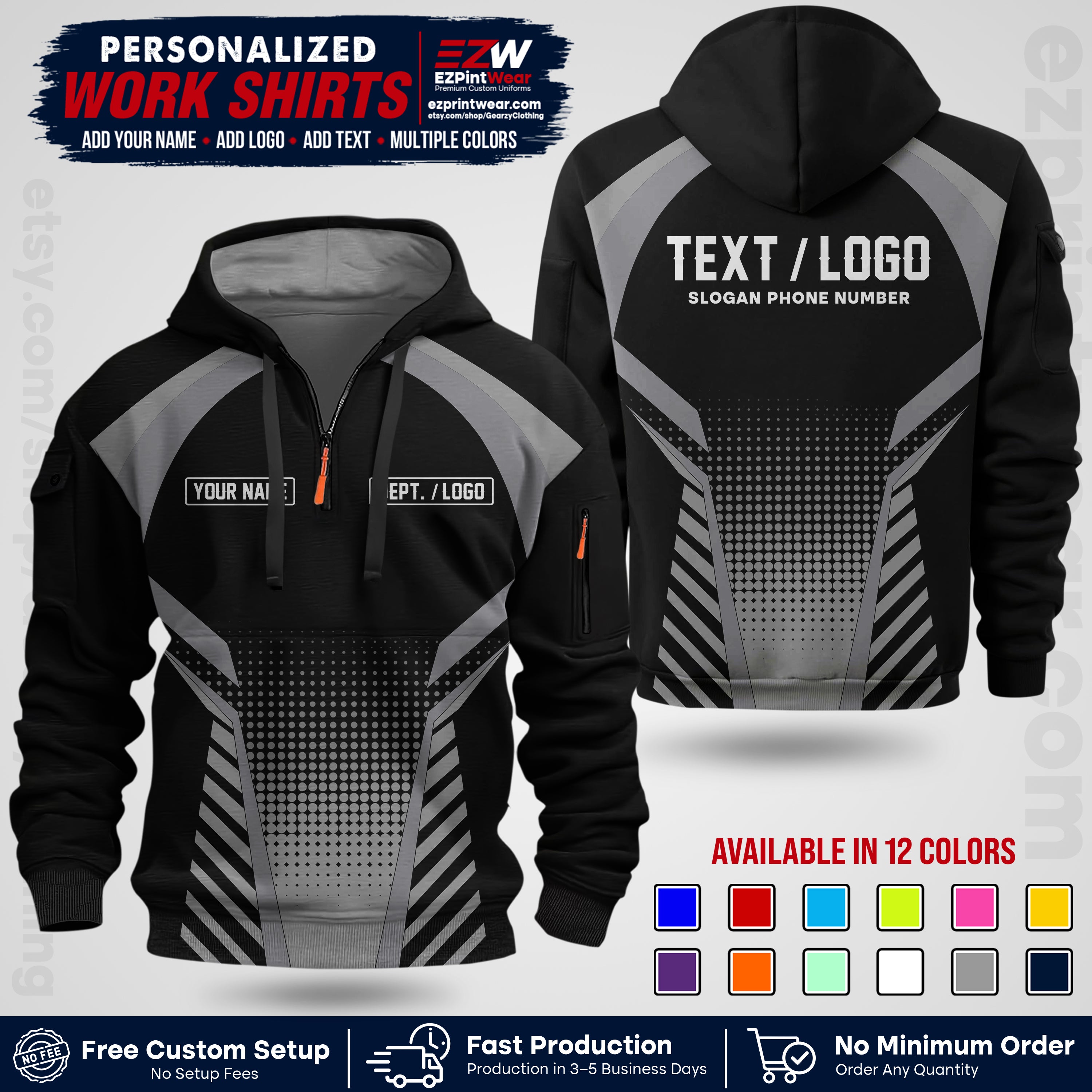 Custom All Over Print Work Uniform Shirt with Name, Logo & Text | Custom Hawaiian Shirt | Company Shirt | Employee Uniform UNF19