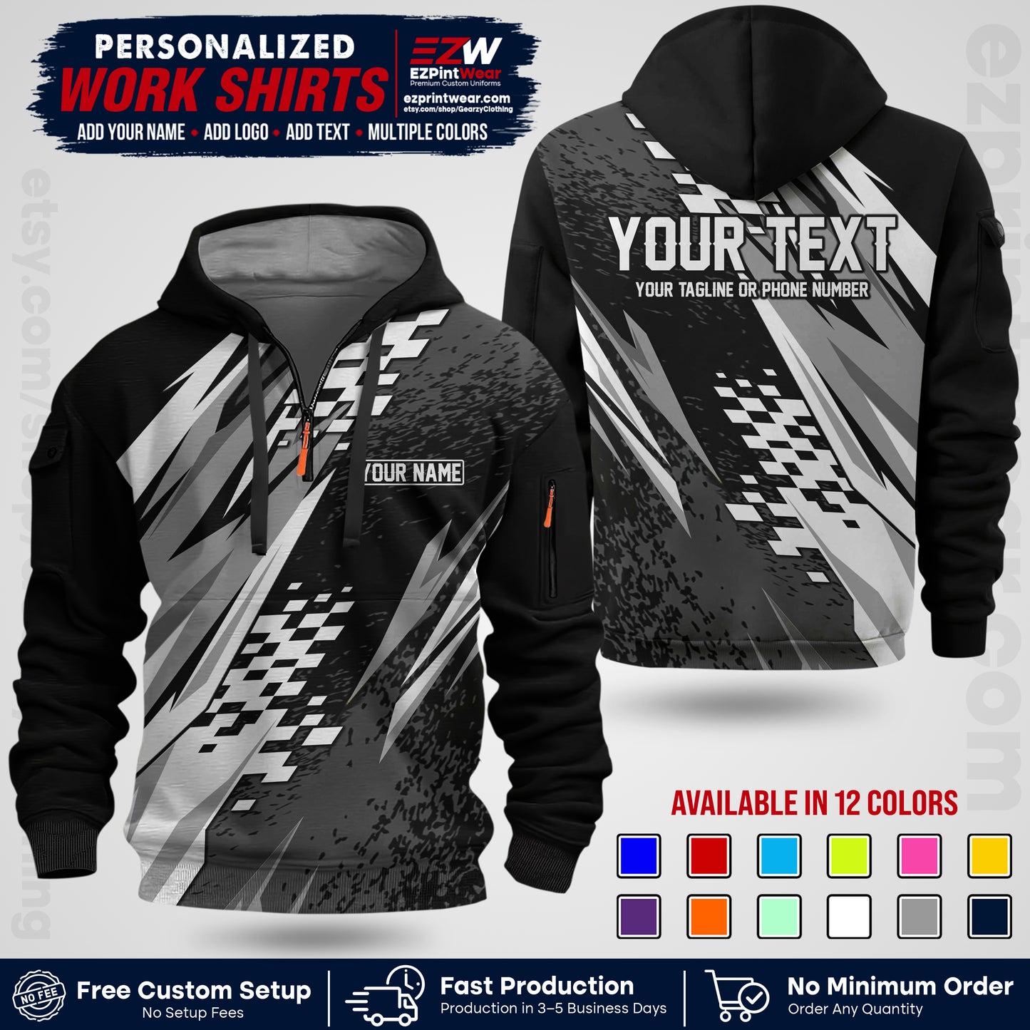 Custom Racing Shirt with Name, Logo & Text | Race Team Uniform | Crew Apparel RC03