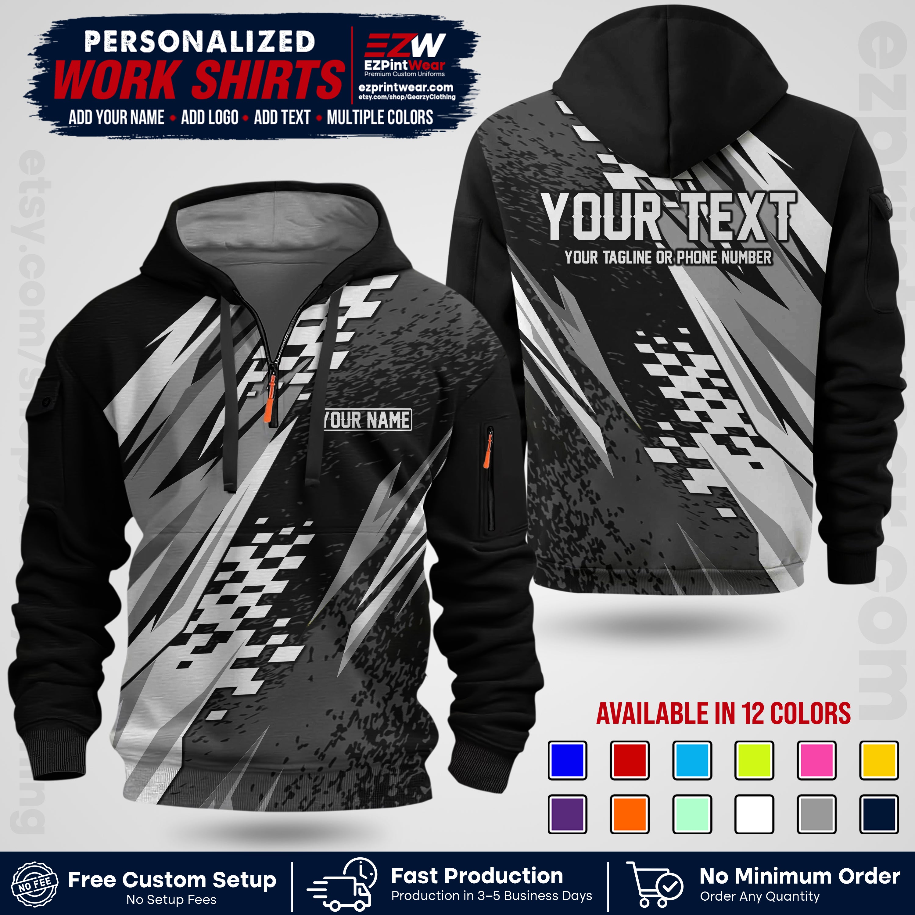 Custom Racing Shirt with Name, Logo & Text | Race Team Uniform | Crew Apparel RC03
