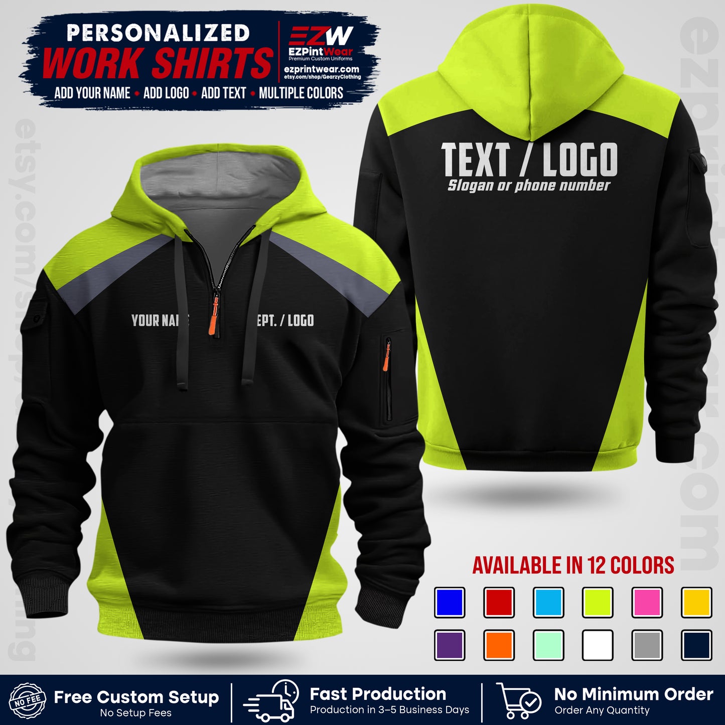 Custom All Over Print Work Uniform Shirt with Name, Logo & Text | Custom Hawaiian Shirt | Company Shirt | Employee Uniform UNF02