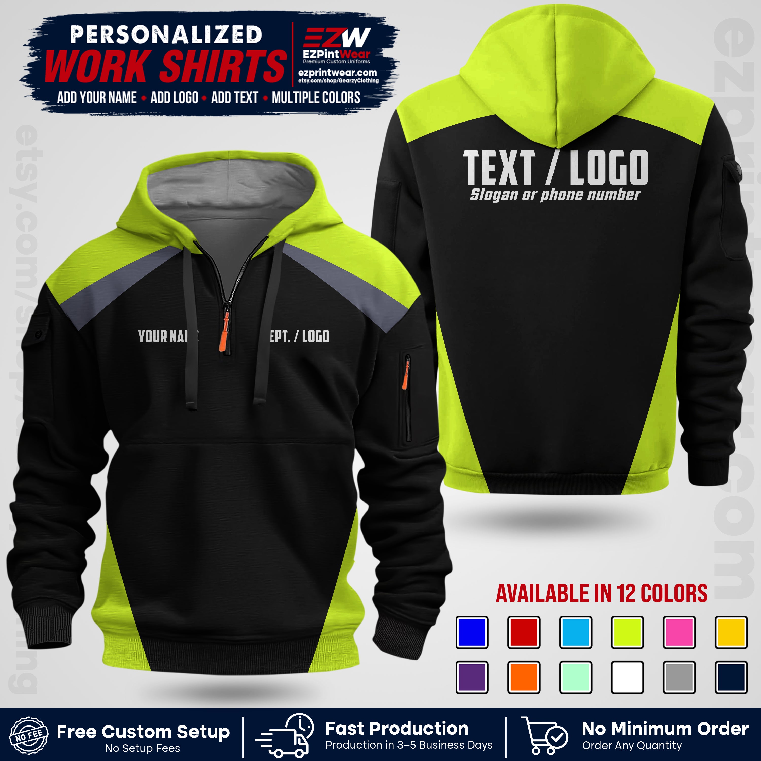 Custom All Over Print Work Uniform Shirt with Name, Logo & Text | Custom Hawaiian Shirt | Company Shirt | Employee Uniform UNF02