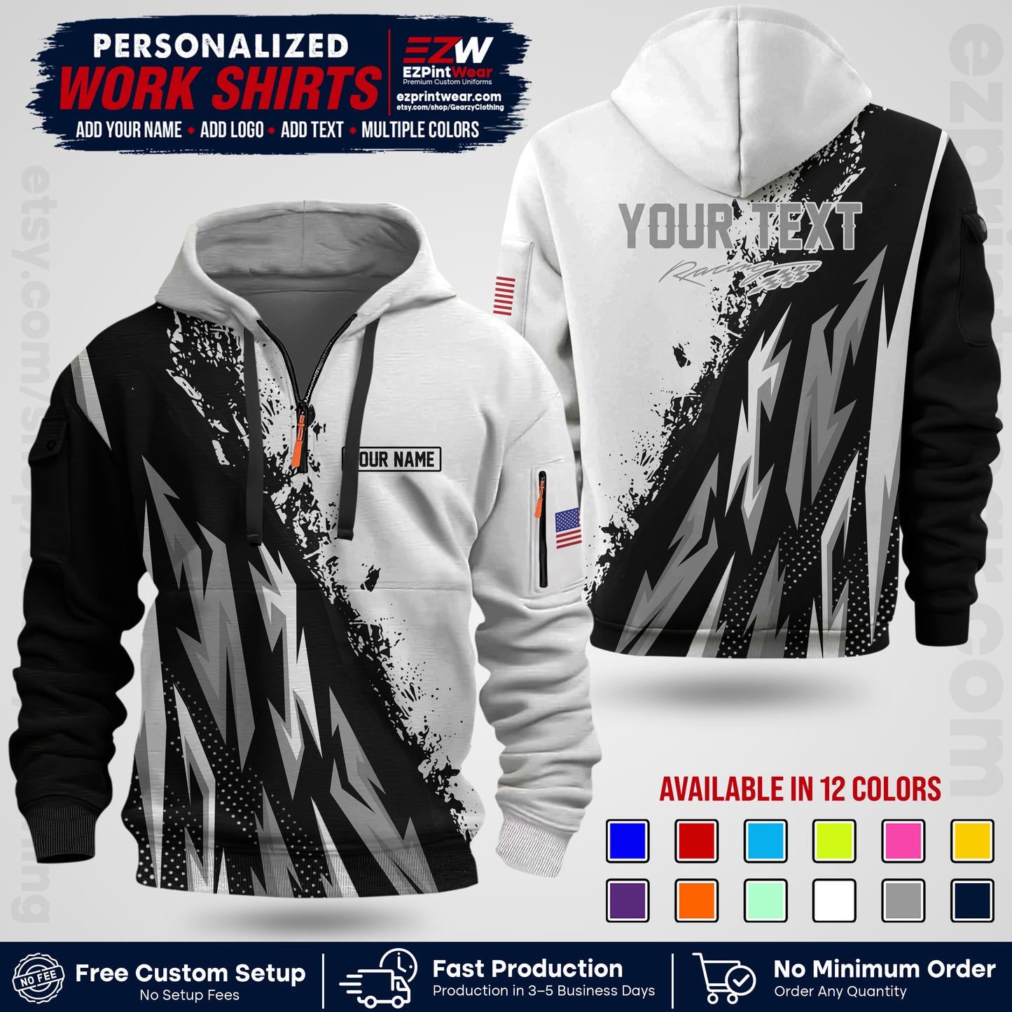Custom Racing Shirt with Name, Logo & Text | Race Team Uniform | Crew Apparel RC08