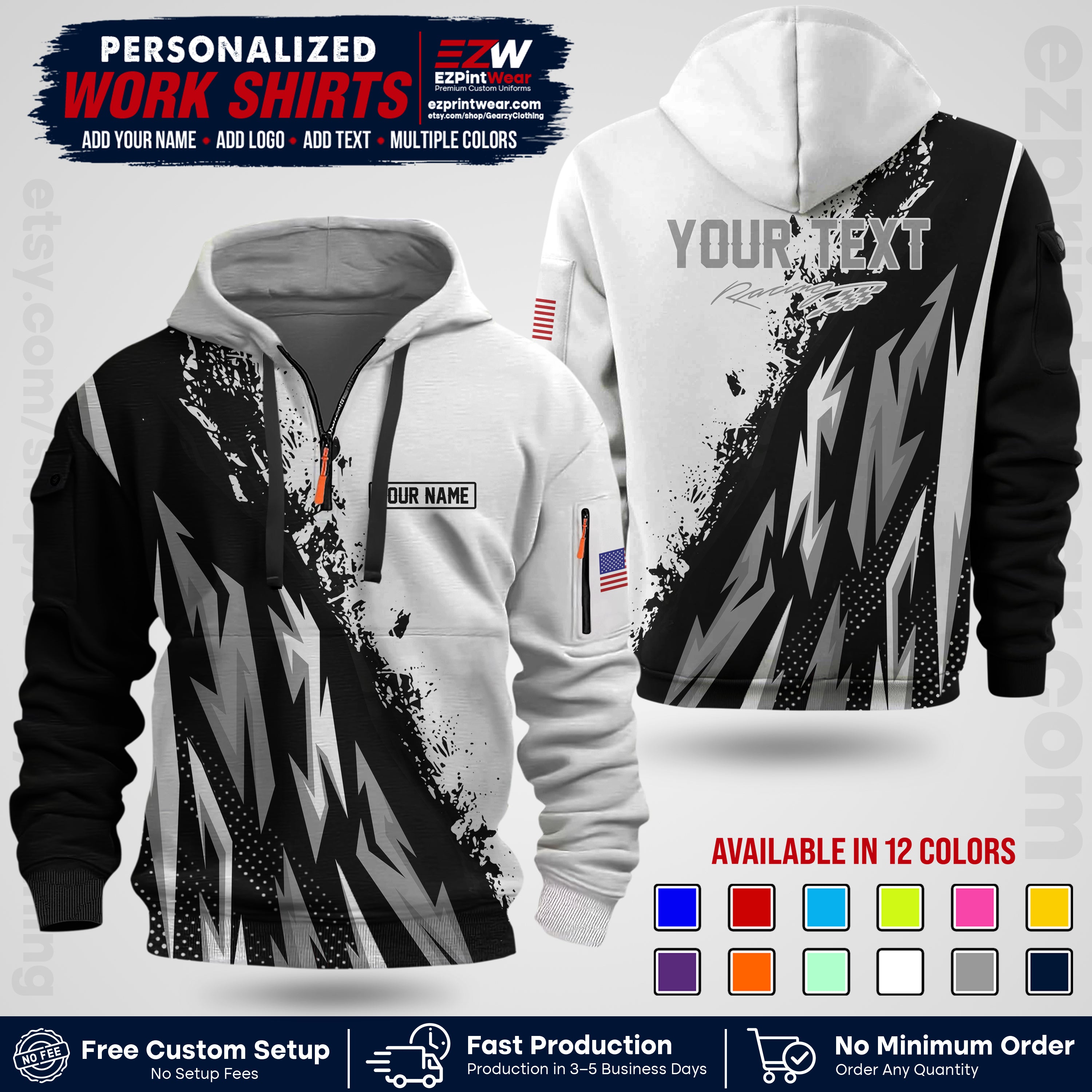 Custom Racing Shirt with Name, Logo & Text | Race Team Uniform | Crew Apparel RC08