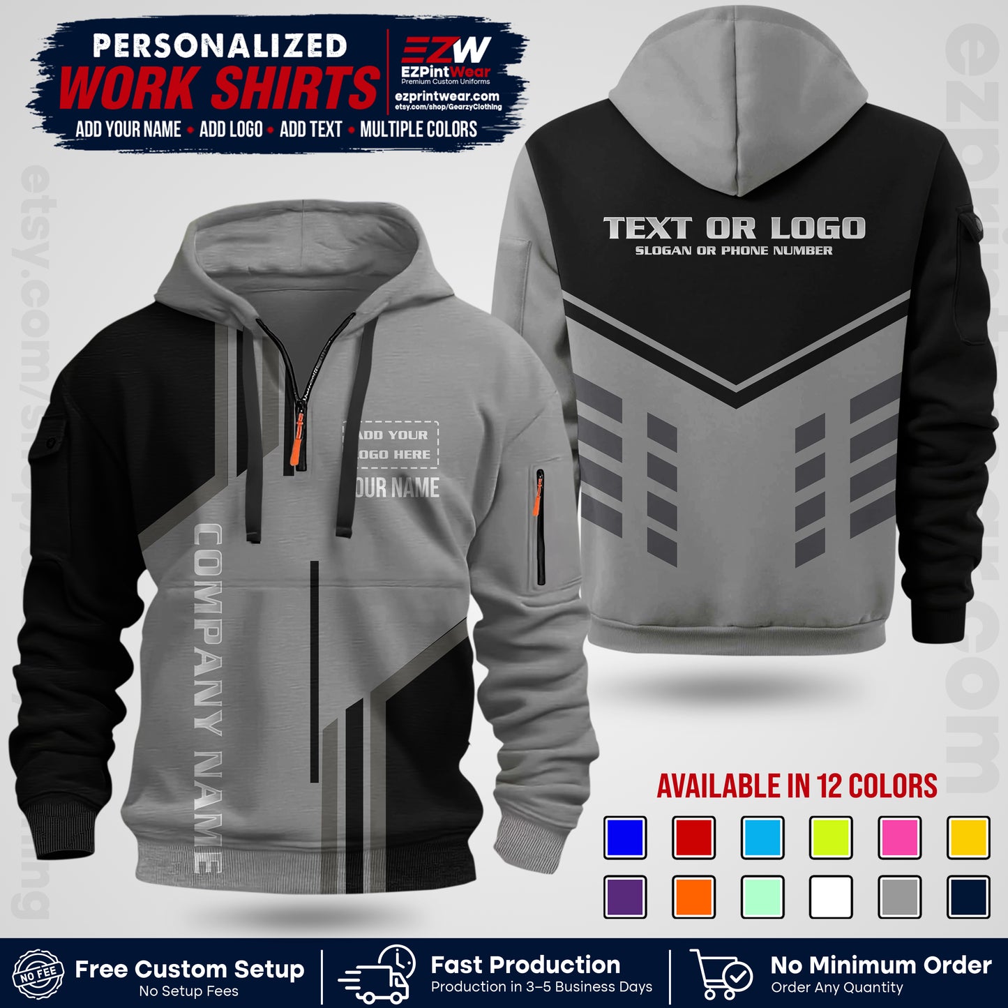 Custom All Over Print Work Uniform Shirt with Name, Logo & Text | Custom Hawaiian Shirt | Company Shirt | Employee Uniform UNF10