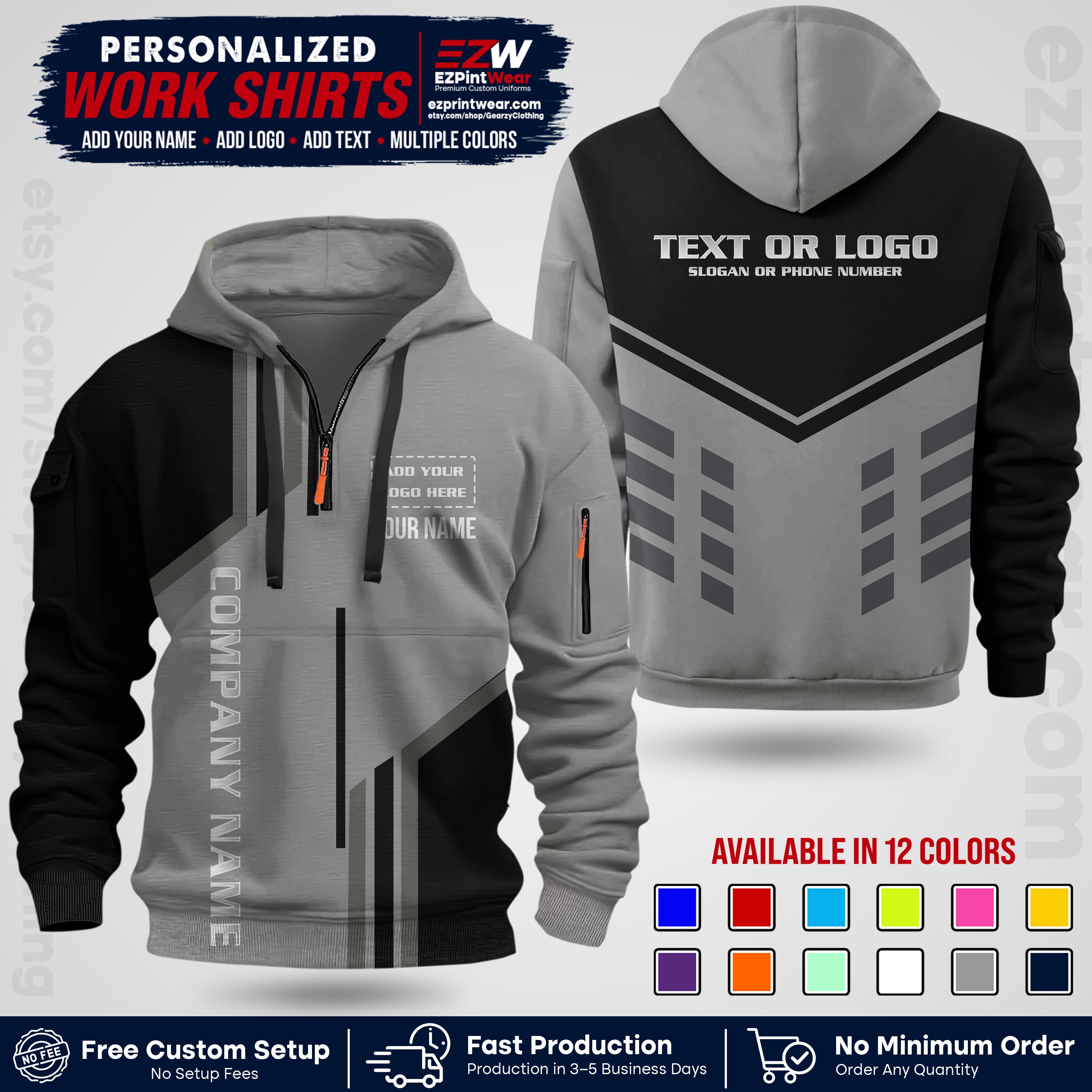 Custom All Over Print Work Uniform Shirt with Name, Logo & Text | Custom Hawaiian Shirt | Company Shirt | Employee Uniform UNF10