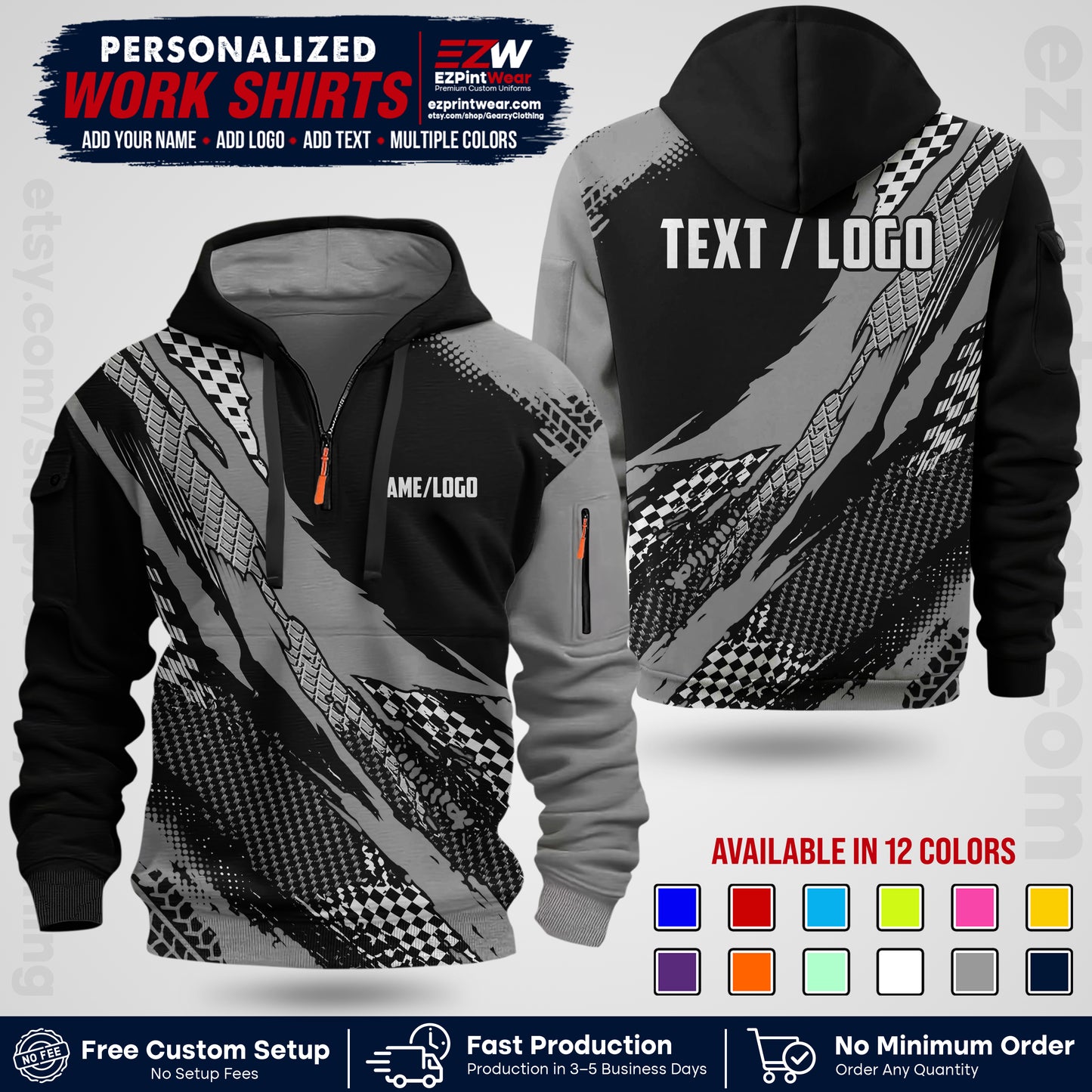 Custom Racing Shirt with Name, Logo & Text | Race Team Uniform | Crew Apparel RC05