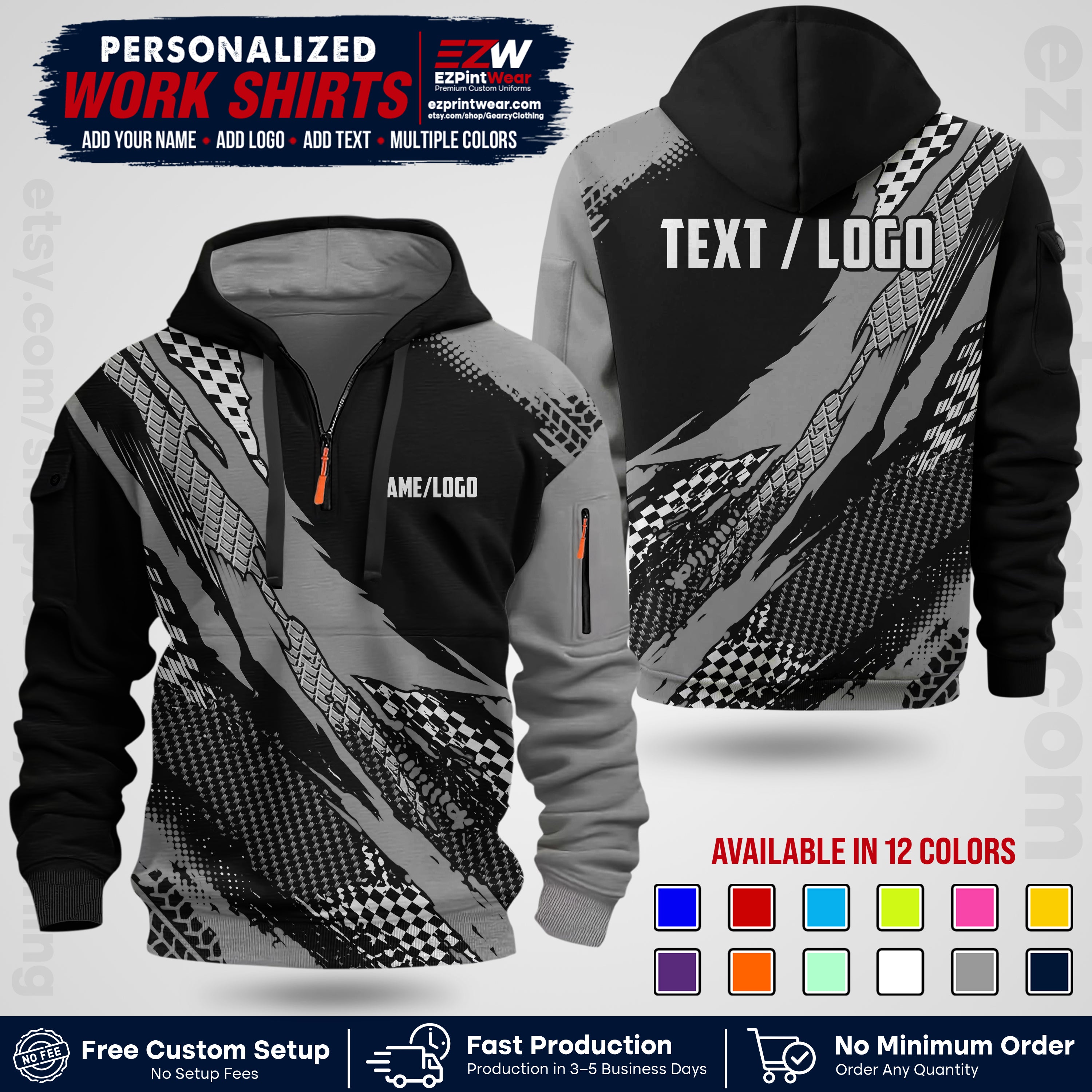 Custom Racing Shirt with Name, Logo & Text | Race Team Uniform | Crew Apparel RC05