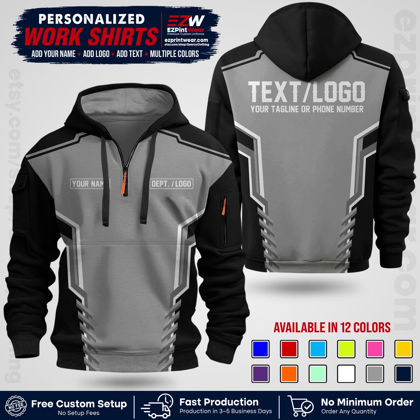 Custom All Over Print Work Uniform Shirt with Name, Logo & Text | Custom Hawaiian Shirt | Company Shirt | Employee Uniform UNF15