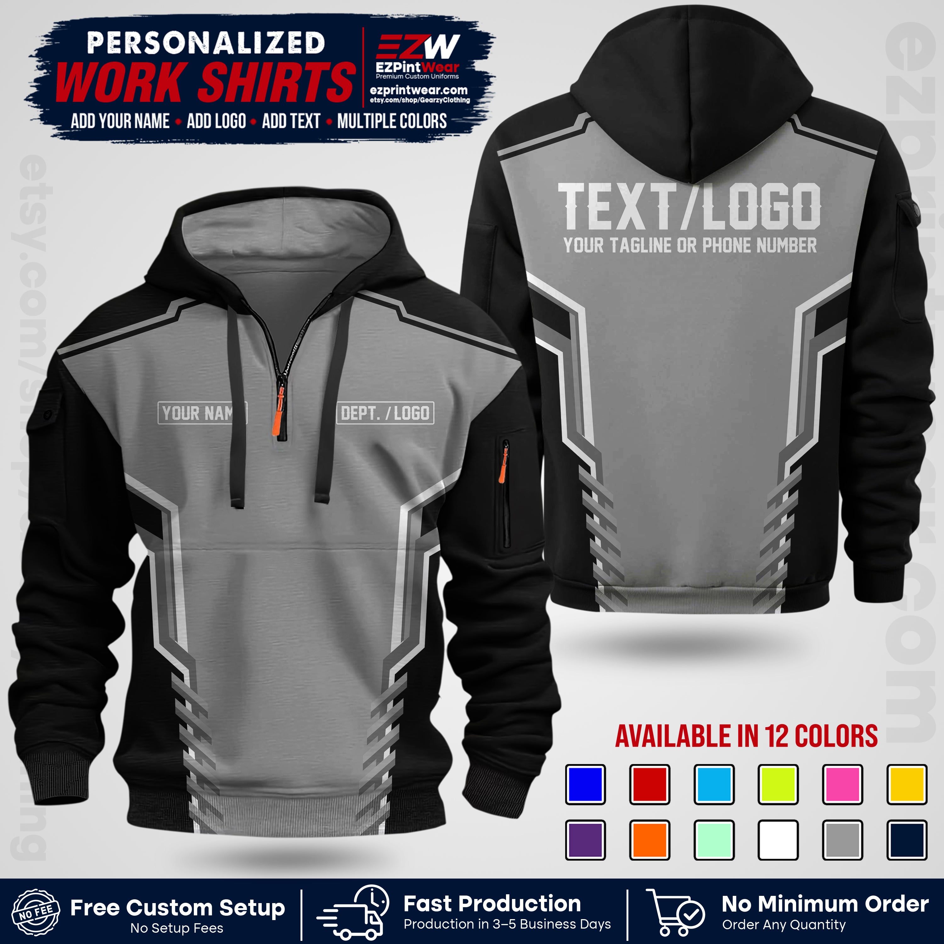 Custom All Over Print Work Uniform Shirt with Name, Logo & Text | Custom Hawaiian Shirt | Company Shirt | Employee Uniform UNF15