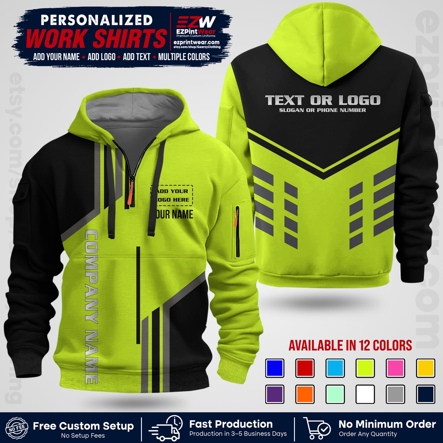 Custom All Over Print Work Uniform Shirt with Name, Logo & Text | Custom Hawaiian Shirt | Company Shirt | Employee Uniform UNF10