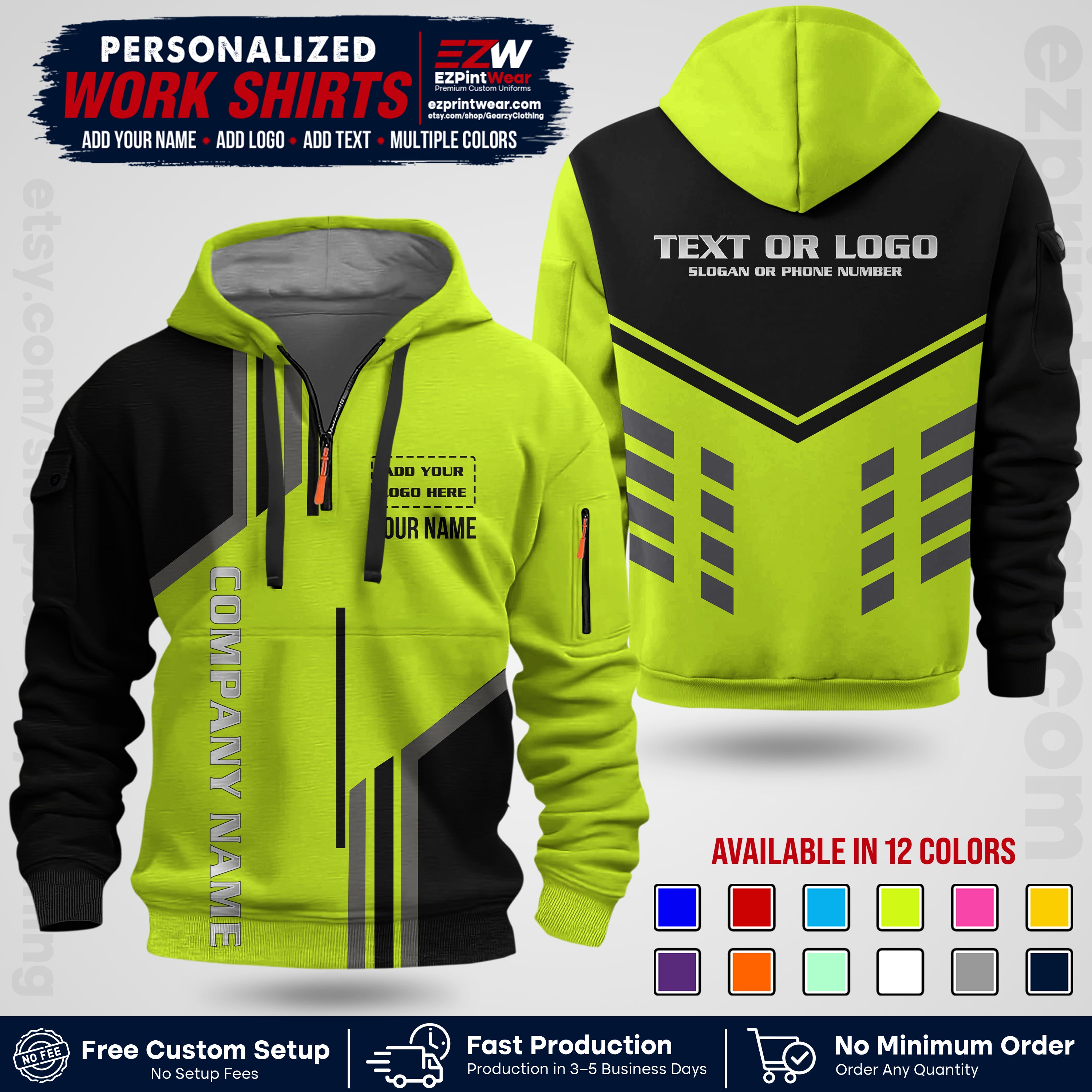 Custom All Over Print Work Uniform Shirt with Name, Logo & Text | Custom Hawaiian Shirt | Company Shirt | Employee Uniform UNF10