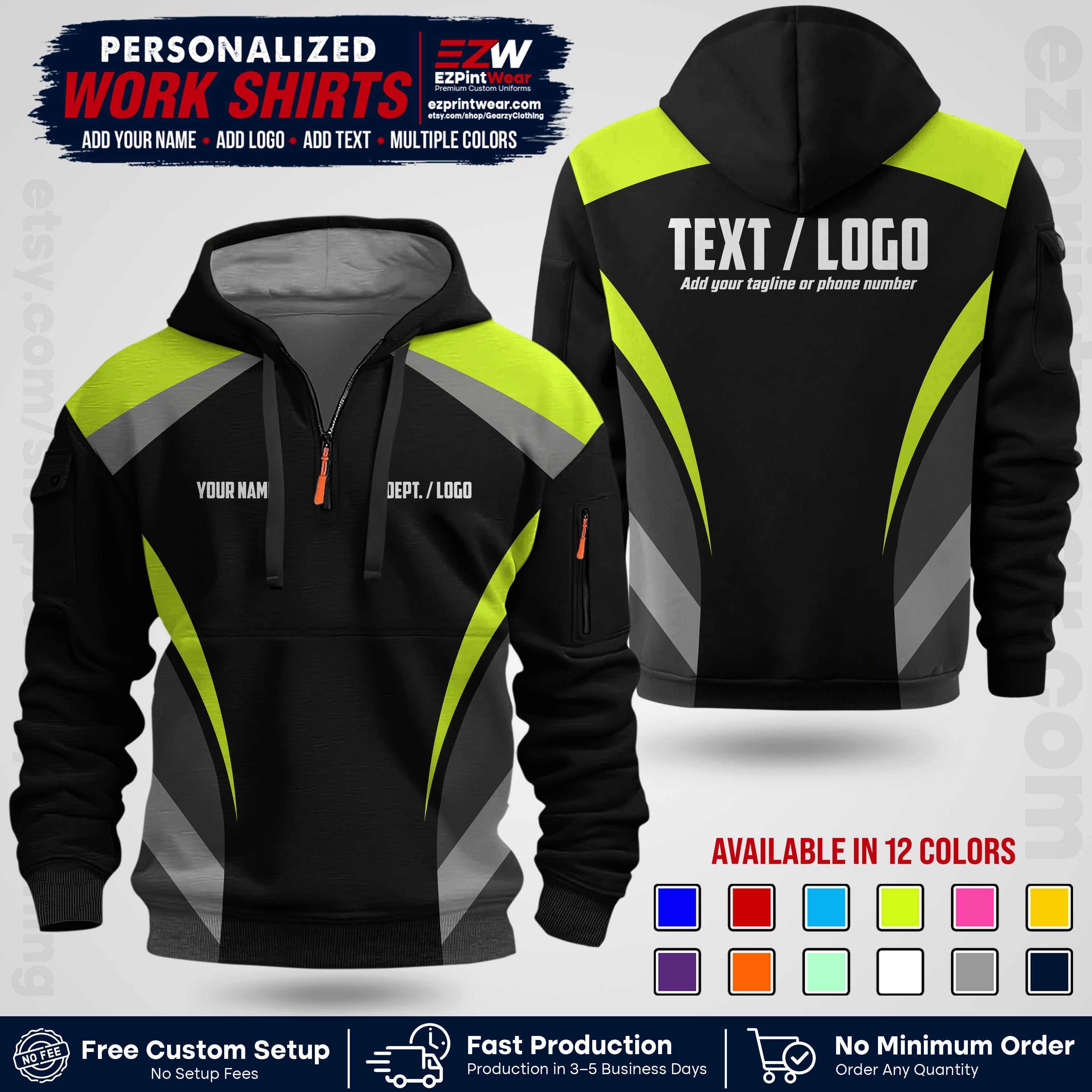Custom All Over Print Work Uniform Shirt with Name, Logo & Text | Custom Hawaiian Shirt | Company Shirt | Employee Uniform UNF03