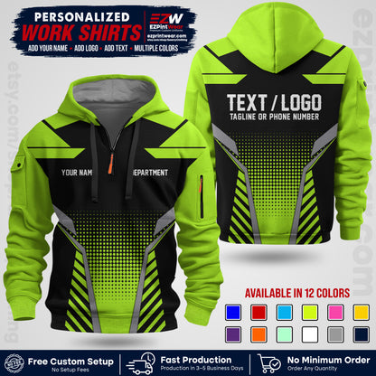 Custom All Over Print Work Uniform Shirt with Name, Logo & Text | Custom Hawaiian Shirt | Company Shirt | Employee Uniform UNF06