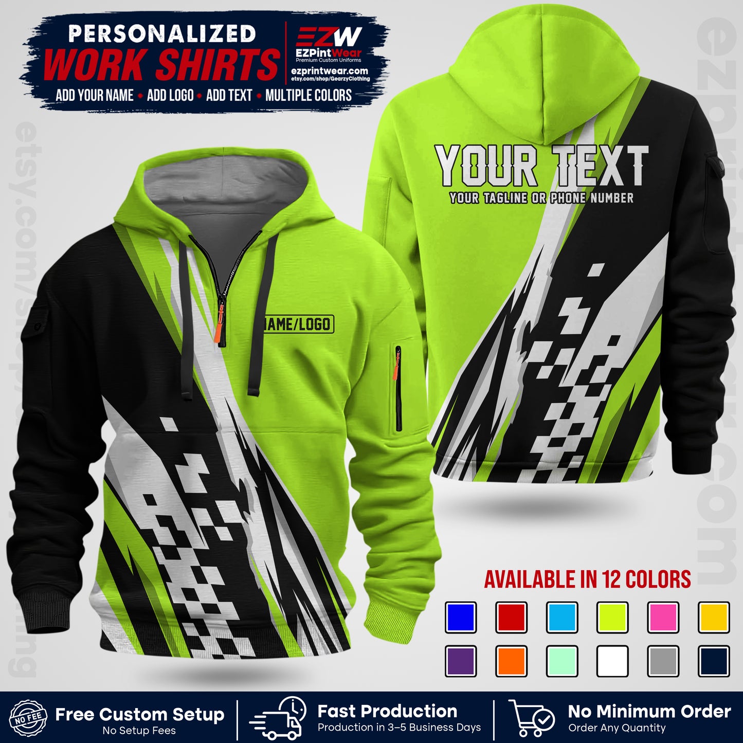 Custom Racing Shirt with Name, Logo & Text | Race Team Uniform | Crew Apparel RC04