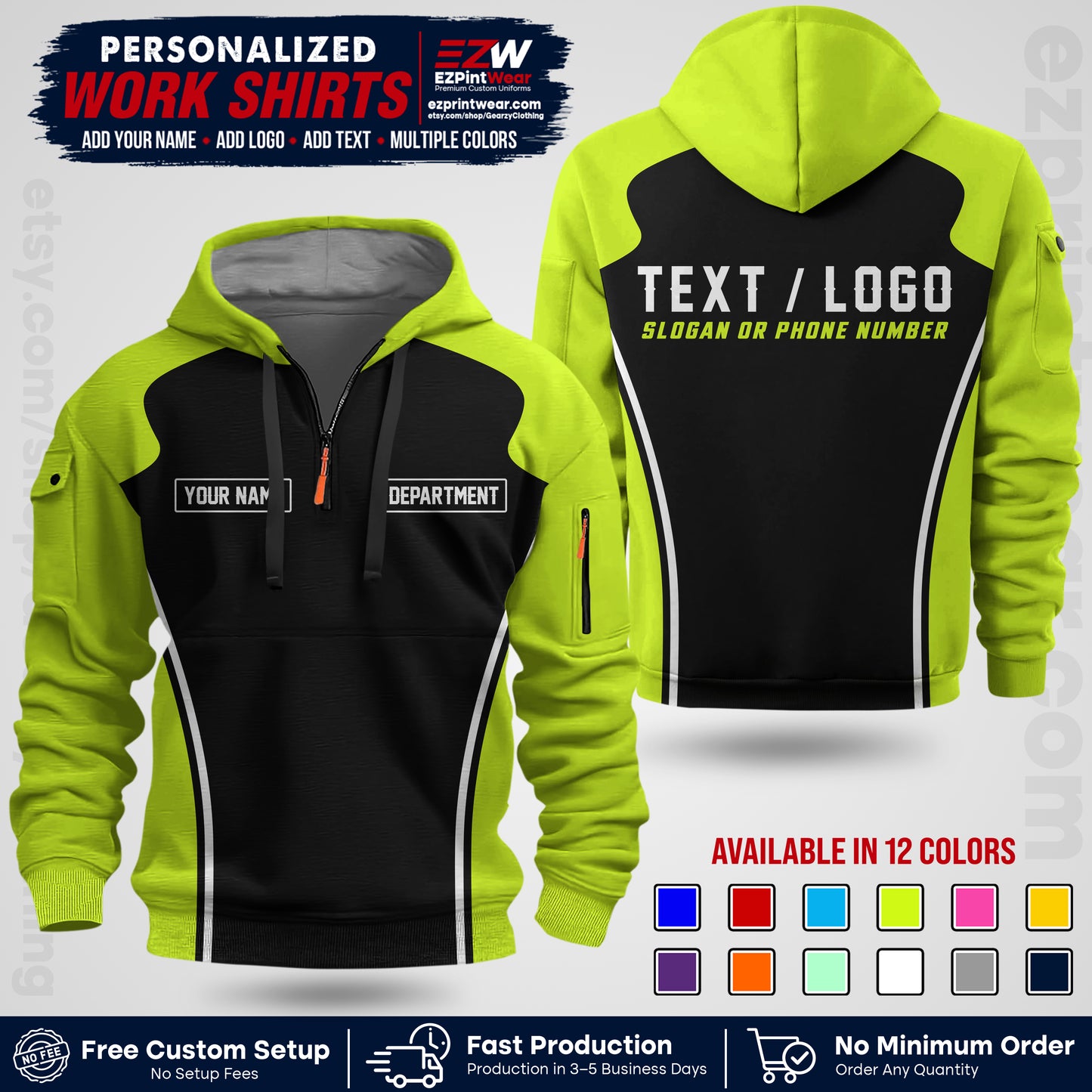 Custom All Over Print Work Uniform Shirt with Name, Logo & Text | Custom Hawaiian Shirt | Company Shirt | Employee Uniform UNF16