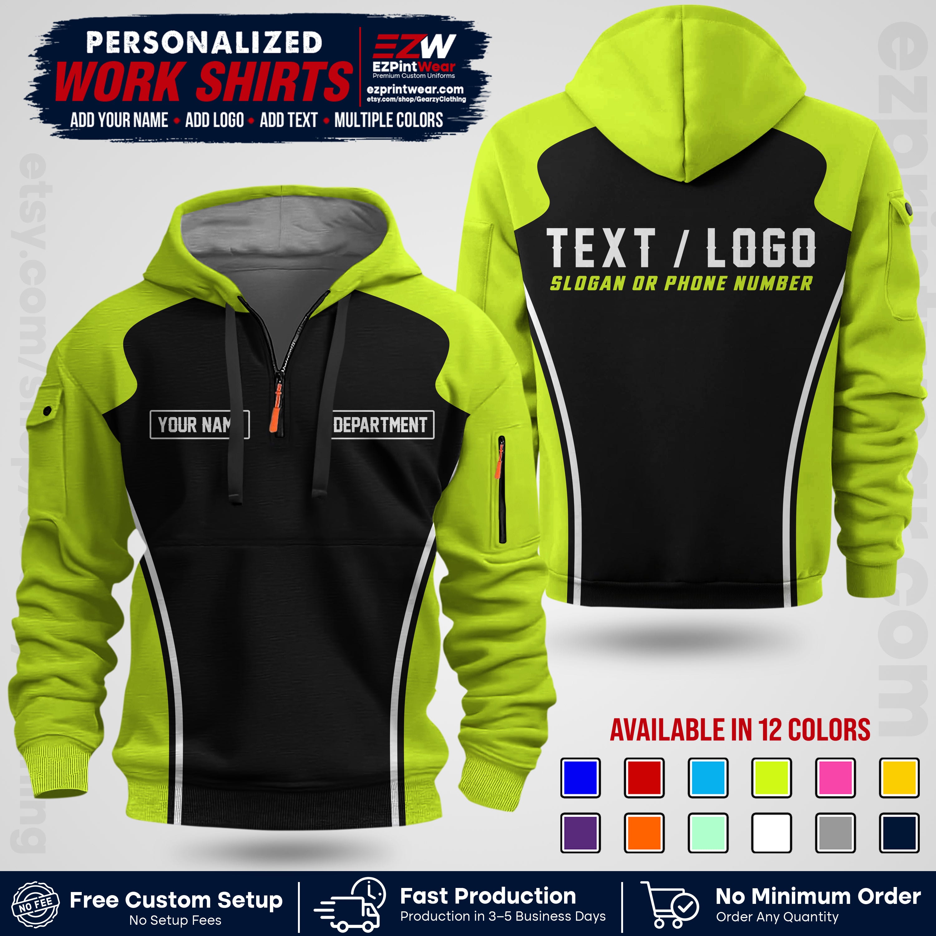 Custom All Over Print Work Uniform Shirt with Name, Logo & Text | Custom Hawaiian Shirt | Company Shirt | Employee Uniform UNF16
