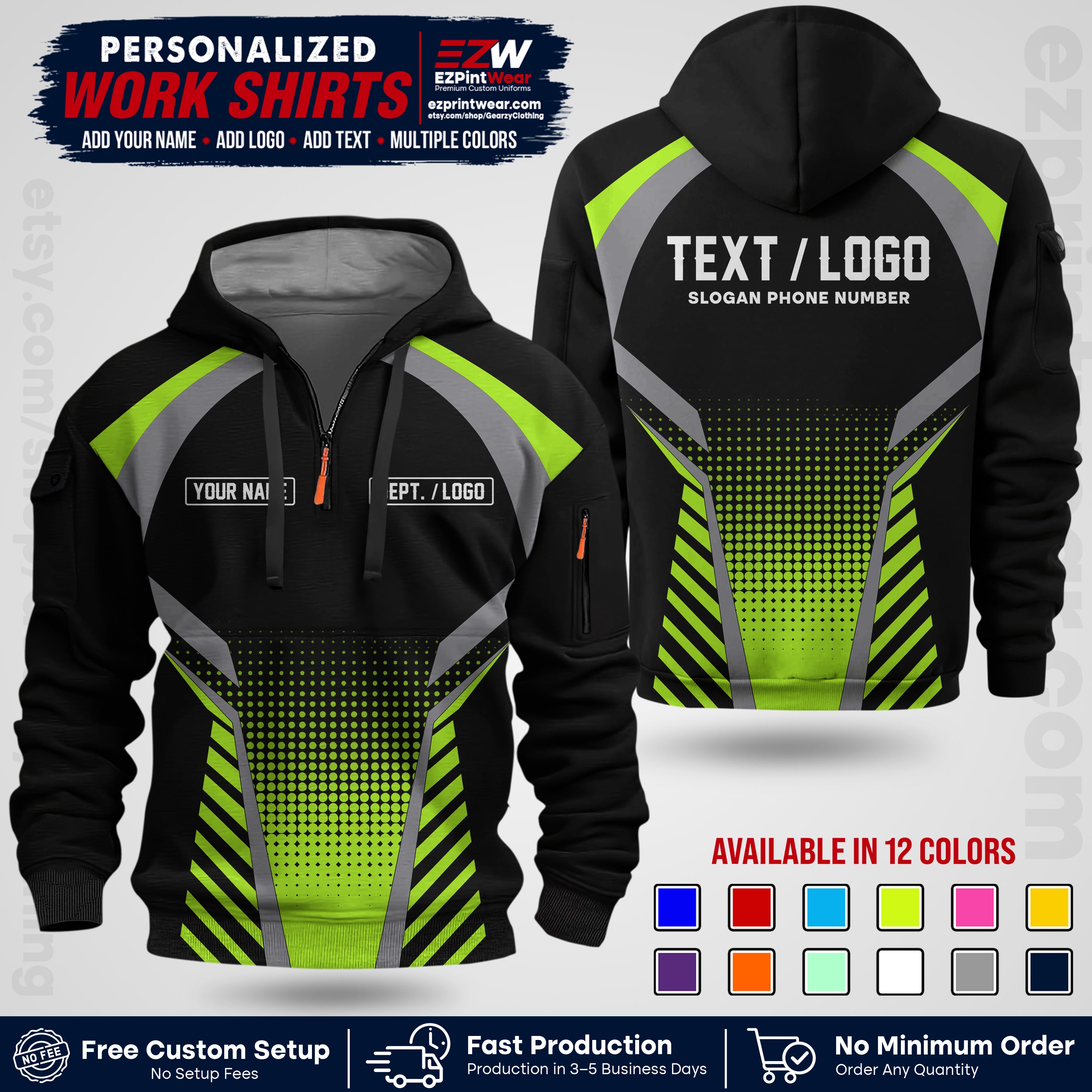 Custom All Over Print Work Uniform Shirt with Name, Logo & Text | Custom Hawaiian Shirt | Company Shirt | Employee Uniform UNF19