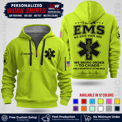 Custom EMS Shirt with Name, Logo & Text | EMS Team Uniform | First Responder Workwear EMSU05