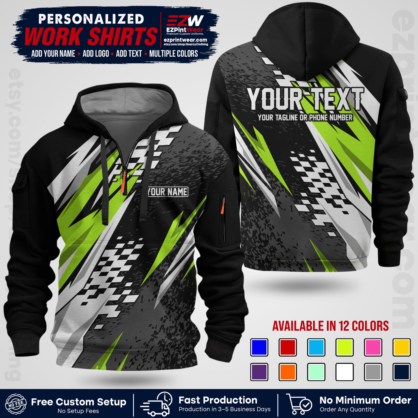 Custom Racing Shirt with Name, Logo & Text | Race Team Uniform | Crew Apparel RC03