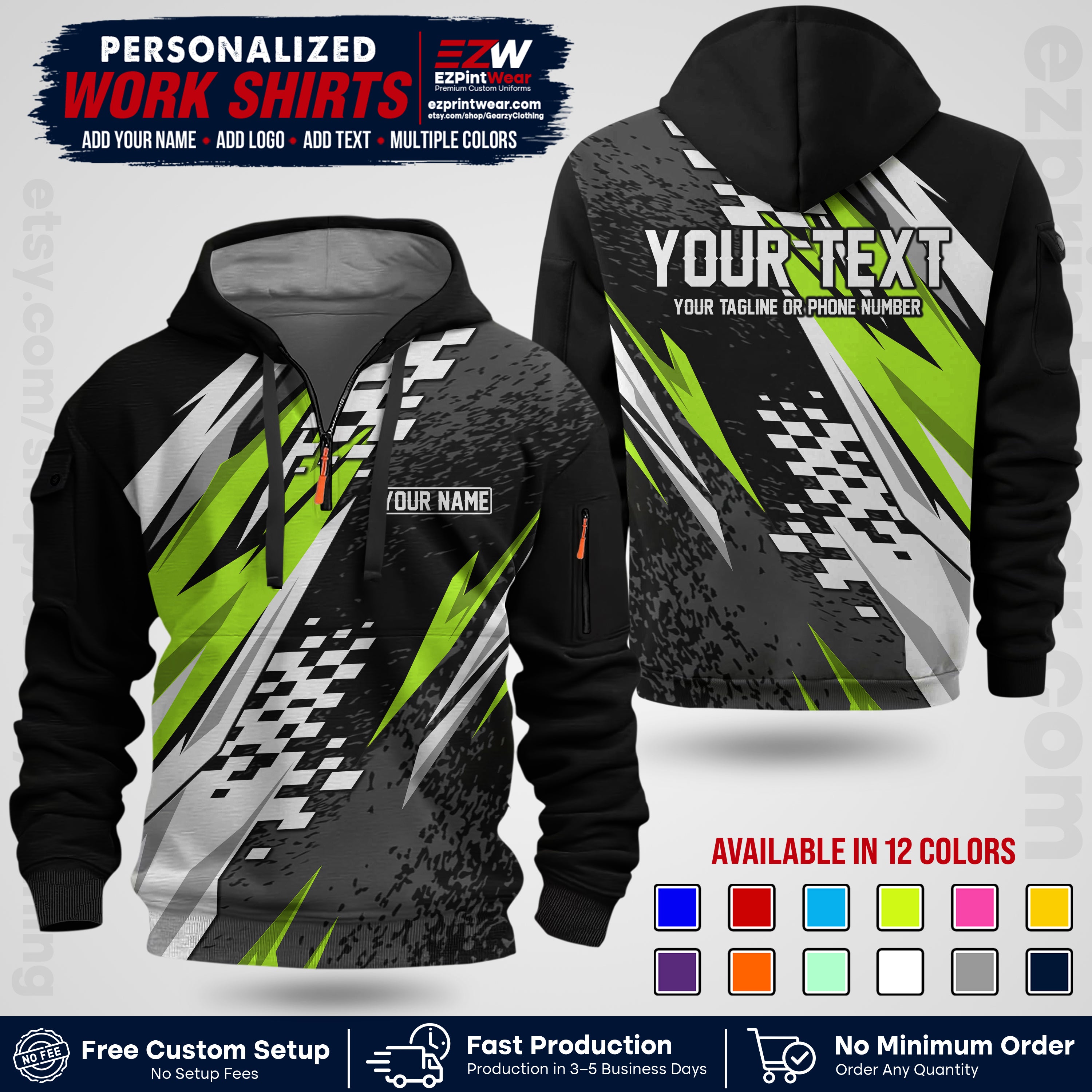Custom Racing Shirt with Name, Logo & Text | Race Team Uniform | Crew Apparel RC03