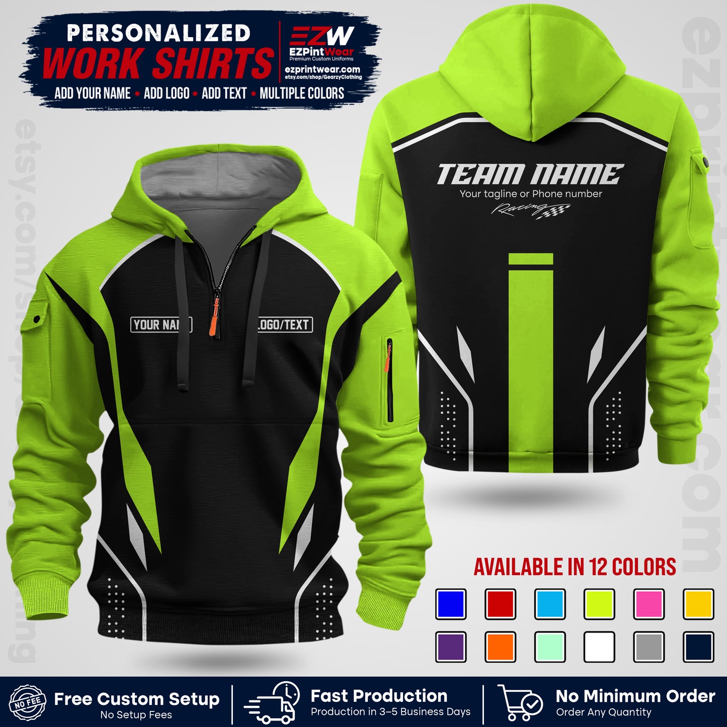 Custom Racing Shirt with Name, Logo & Text | Race Team Uniform | Crew Apparel RC06