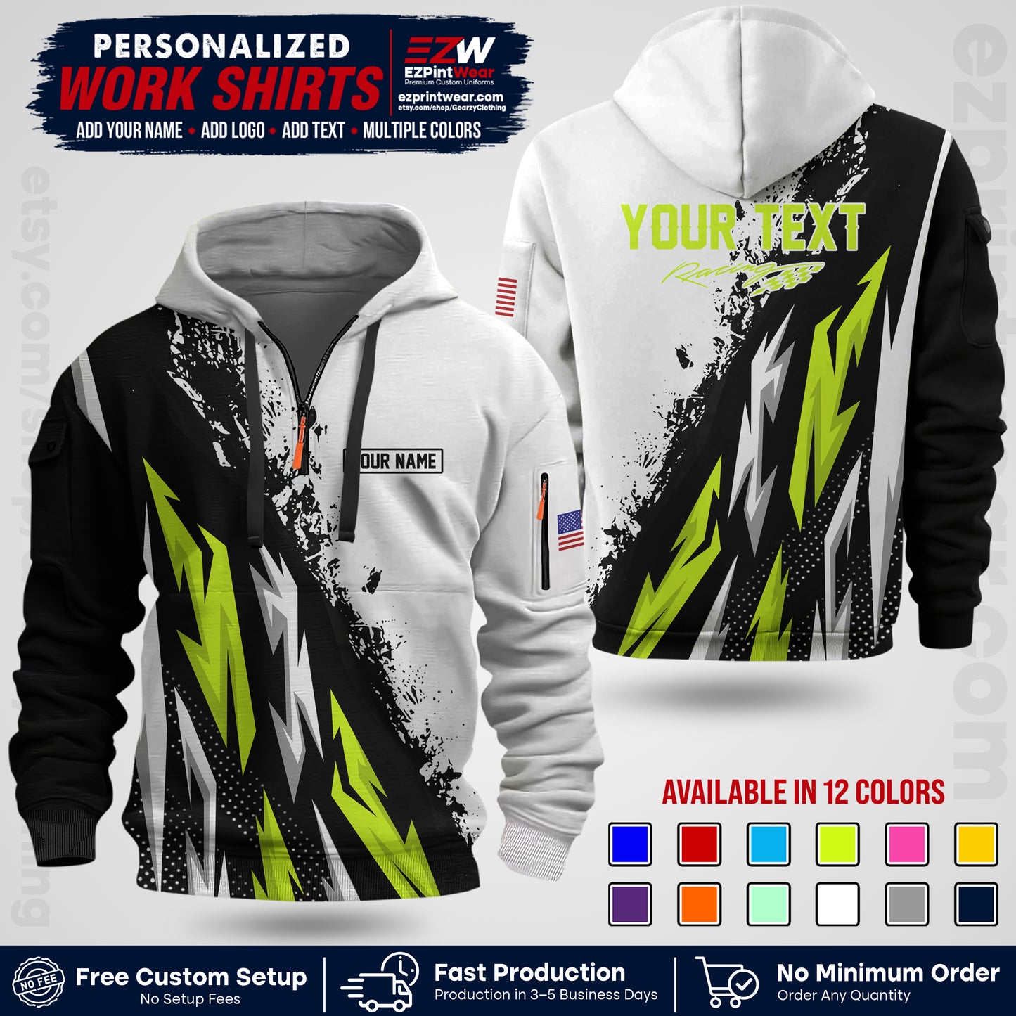 Custom Racing Shirt with Name, Logo & Text | Race Team Uniform | Crew Apparel RC08