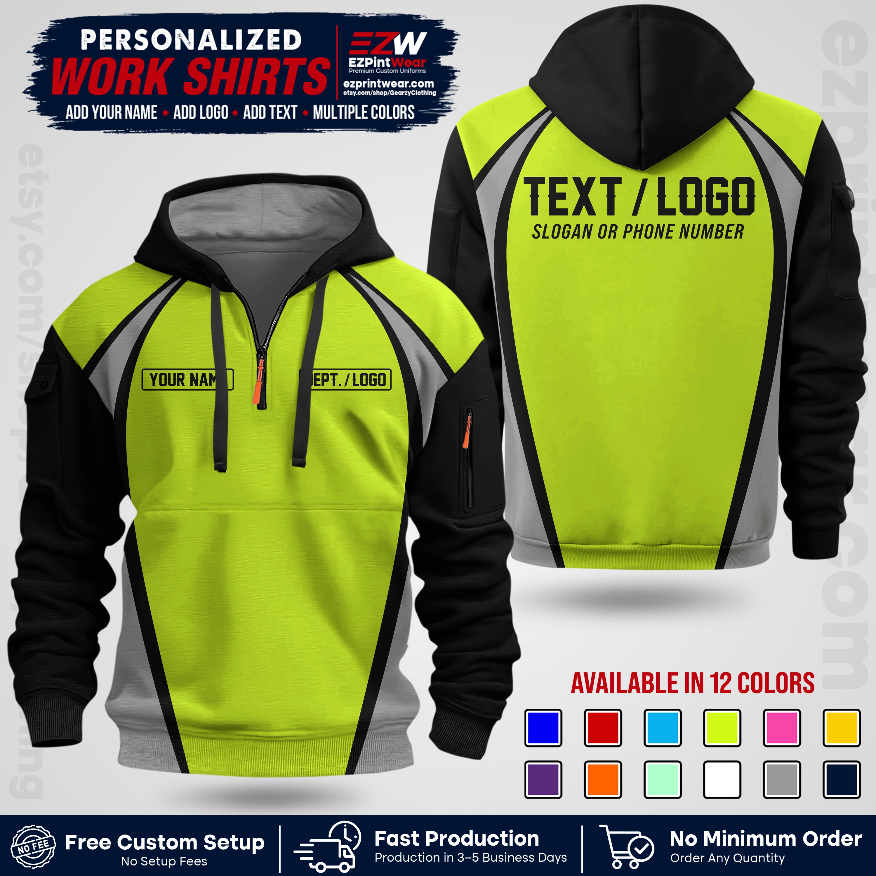 Custom All Over Print Work Uniform Shirt with Name, Logo & Text | Custom Hawaiian Shirt | Company Shirt | Employee Uniform UNF20