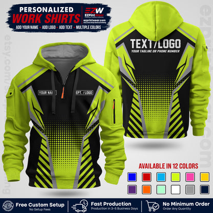 Custom All Over Print Work Uniform Shirt with Name, Logo & Text | Custom Hawaiian Shirt | Company Shirt | Employee Uniform UNF14