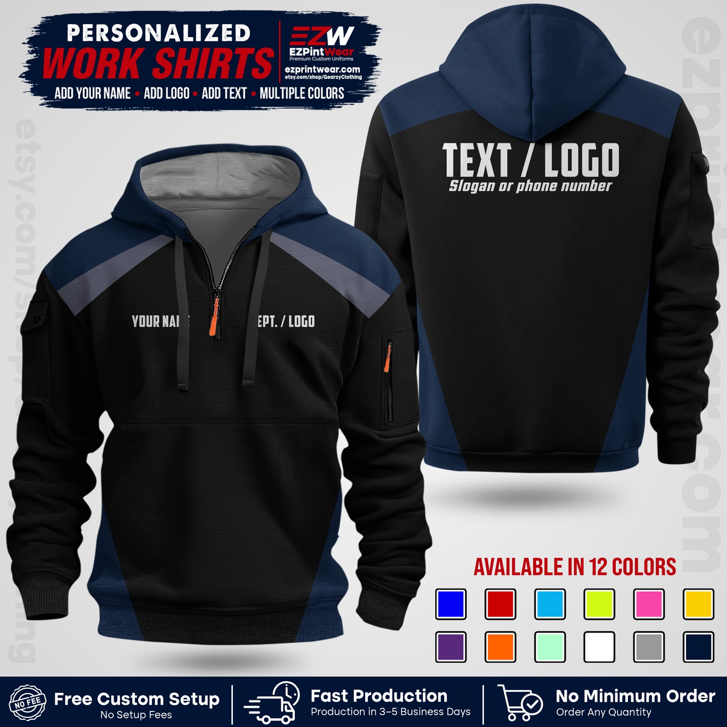 Custom All Over Print Work Uniform Shirt with Name, Logo & Text | Custom Hawaiian Shirt | Company Shirt | Employee Uniform UNF02