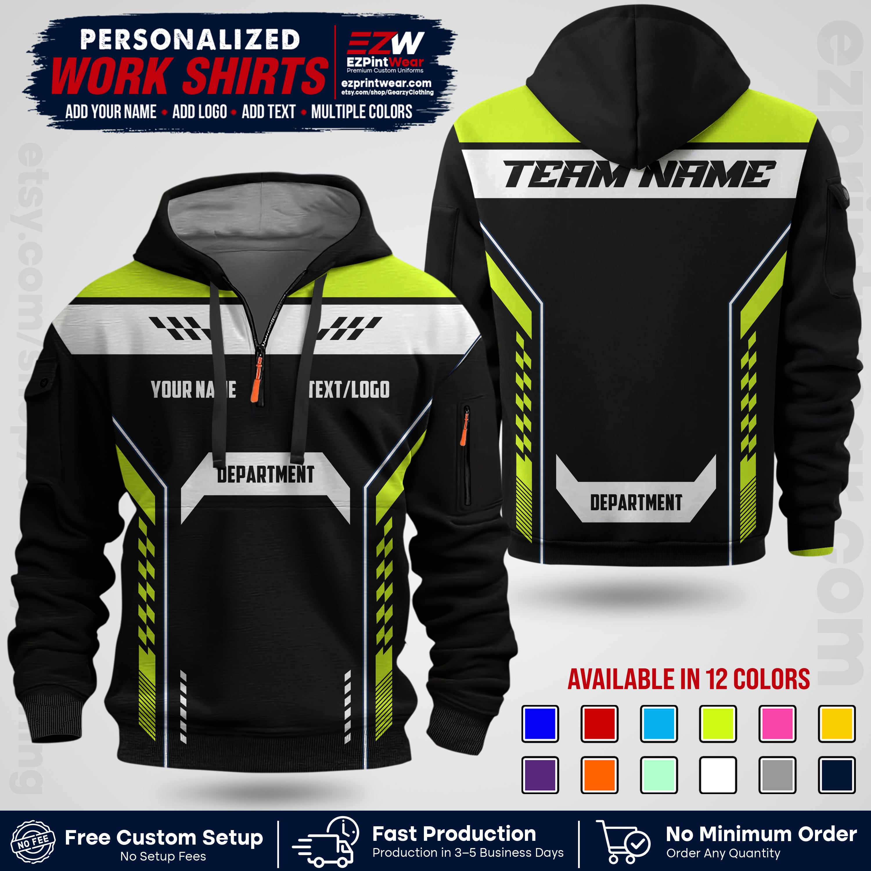Custom All Over Print Work Uniform Shirt with Name, Logo & Text | Custom Hawaiian Shirt | Company Shirt | Employee Uniform UNF18