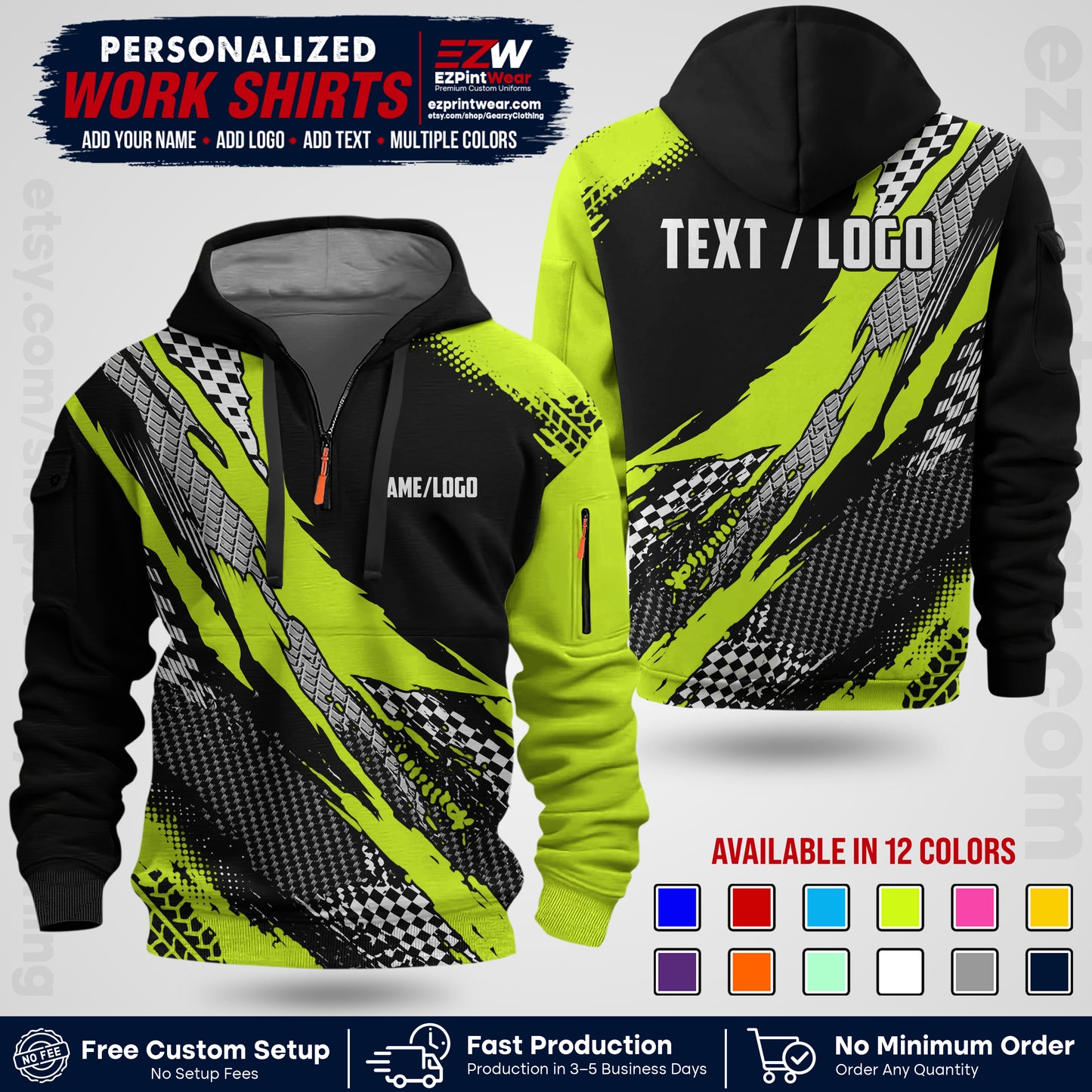Custom Racing Shirt with Name, Logo & Text | Race Team Uniform | Crew Apparel RC05