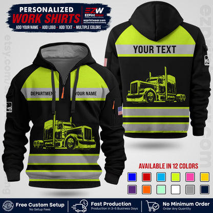 Personalized Truck Driver Workwear Uniform | Custom Safety Stripe Apparel | Non-Reflective Reflective Style Design TW02